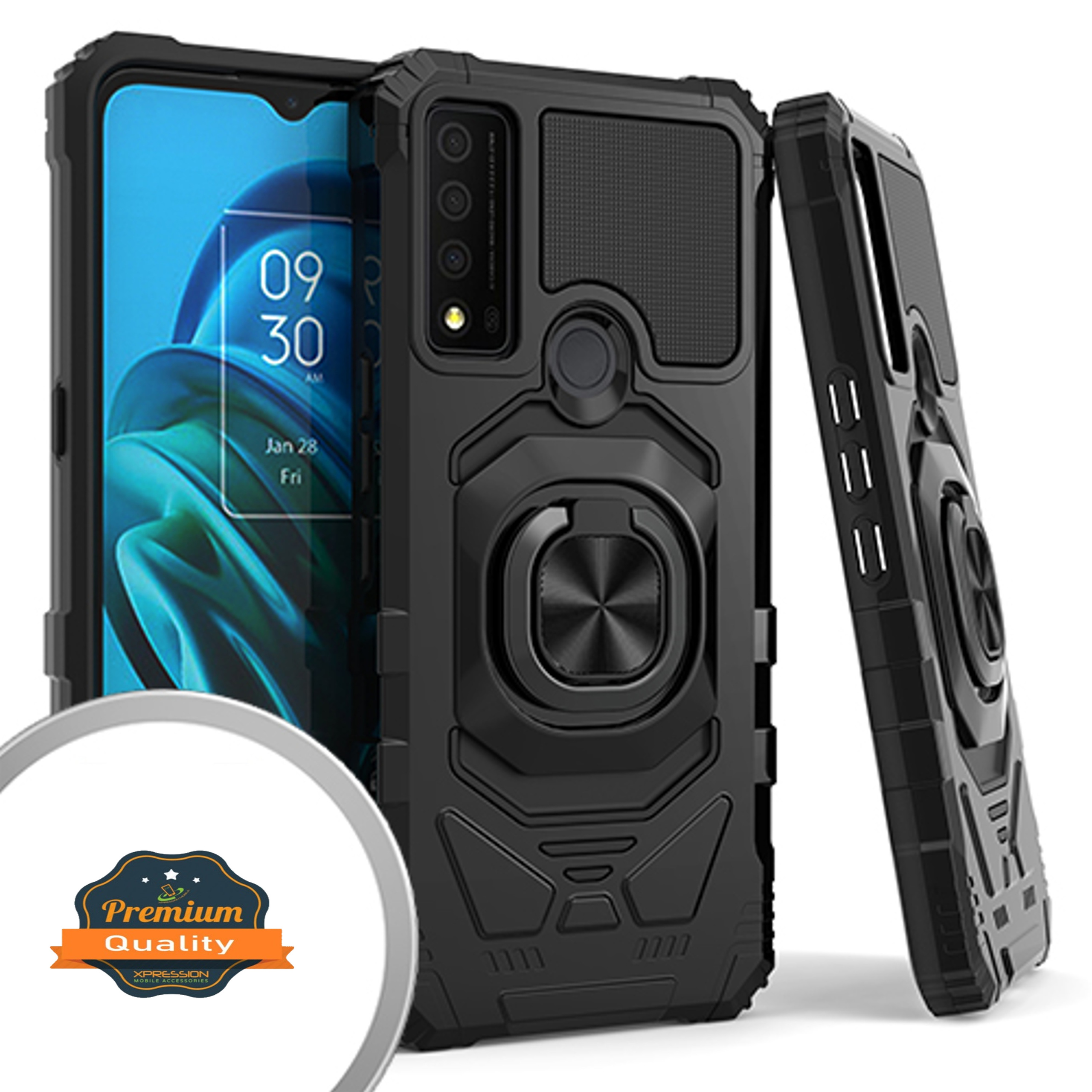 For TCL ION X Armor Hybrid Stand TPU PC Rugged Full-Body Ring Holder Case Cover - Picture 8 of 21