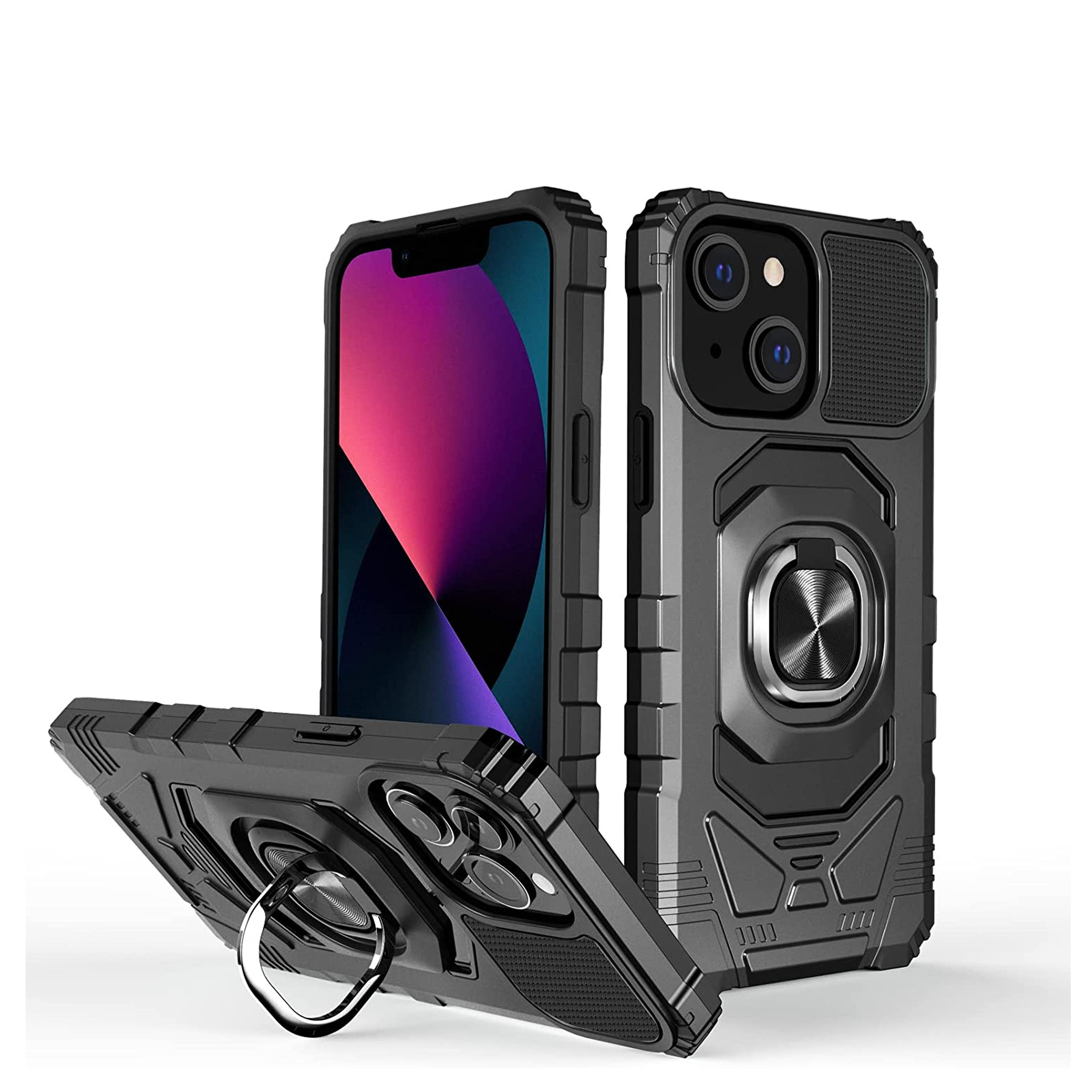 For TCL ION X Armor Hybrid Stand TPU PC Rugged Full-Body Ring Holder Case Cover - Picture 14 of 21