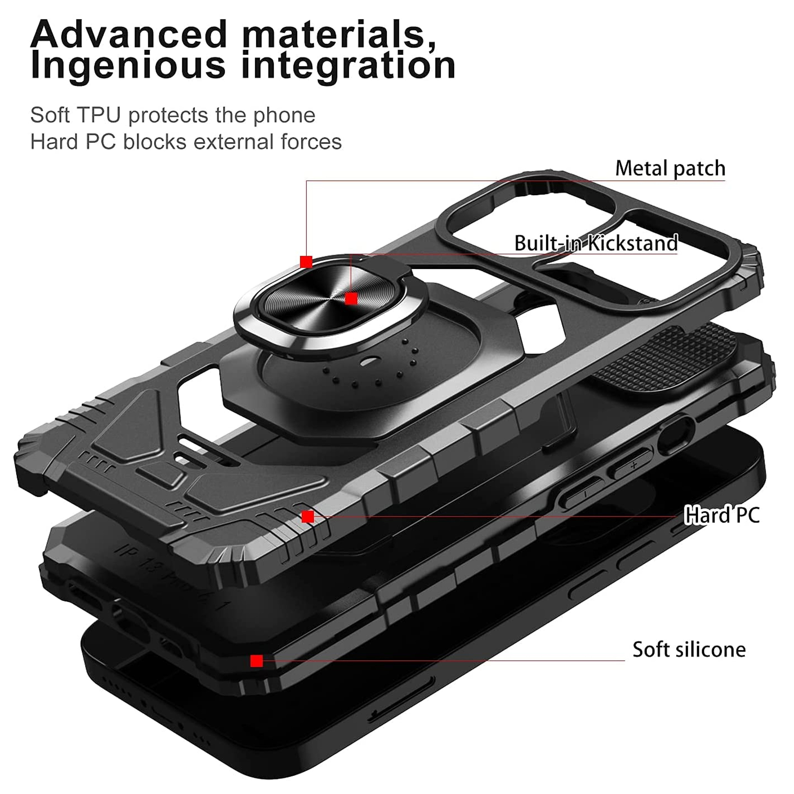 For TCL ION X Armor Hybrid Stand TPU PC Rugged Full-Body Ring Holder Case Cover - Picture 11 of 21