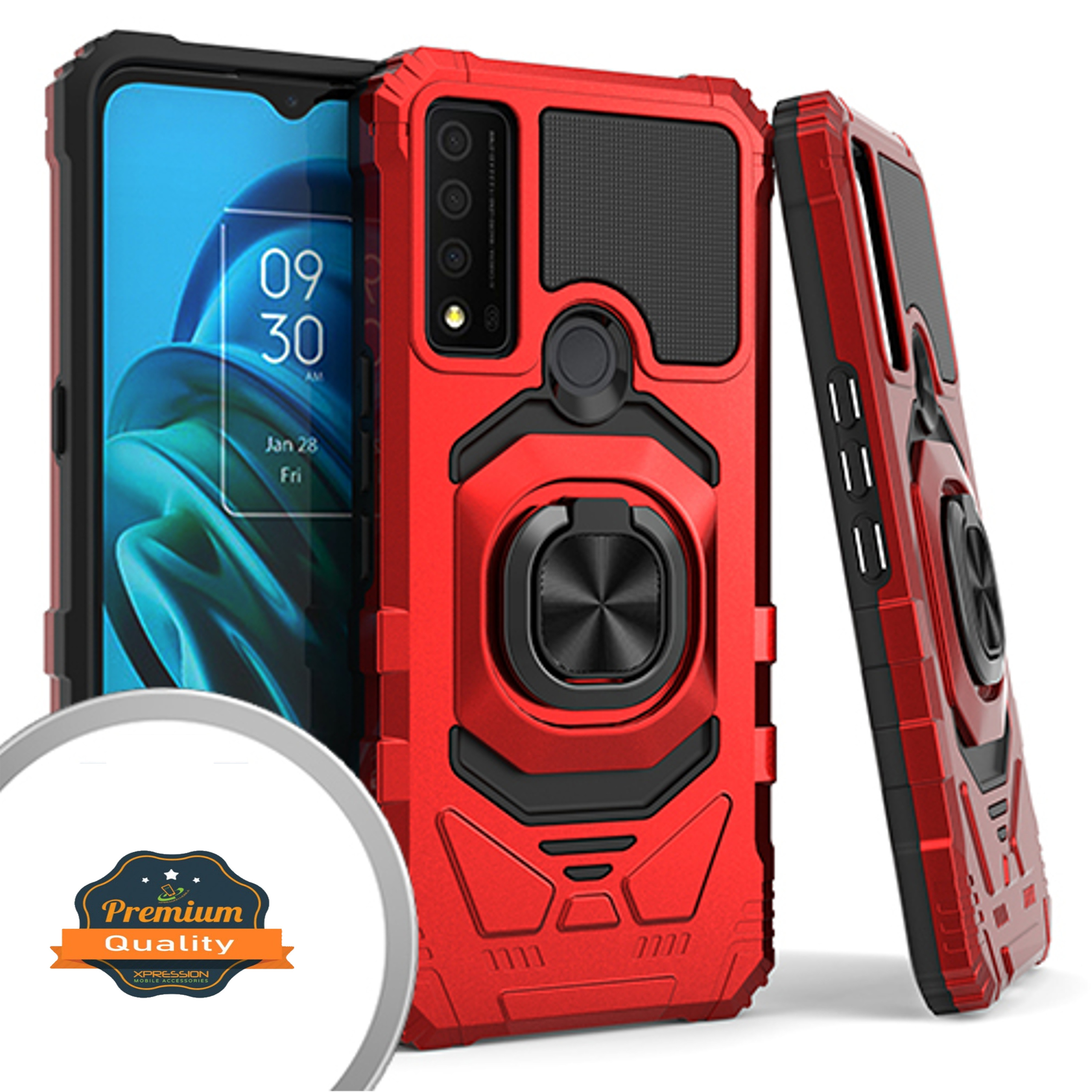 For TCL ION X Armor Hybrid Stand TPU PC Rugged Full-Body Ring Holder Case Cover - Picture 15 of 21