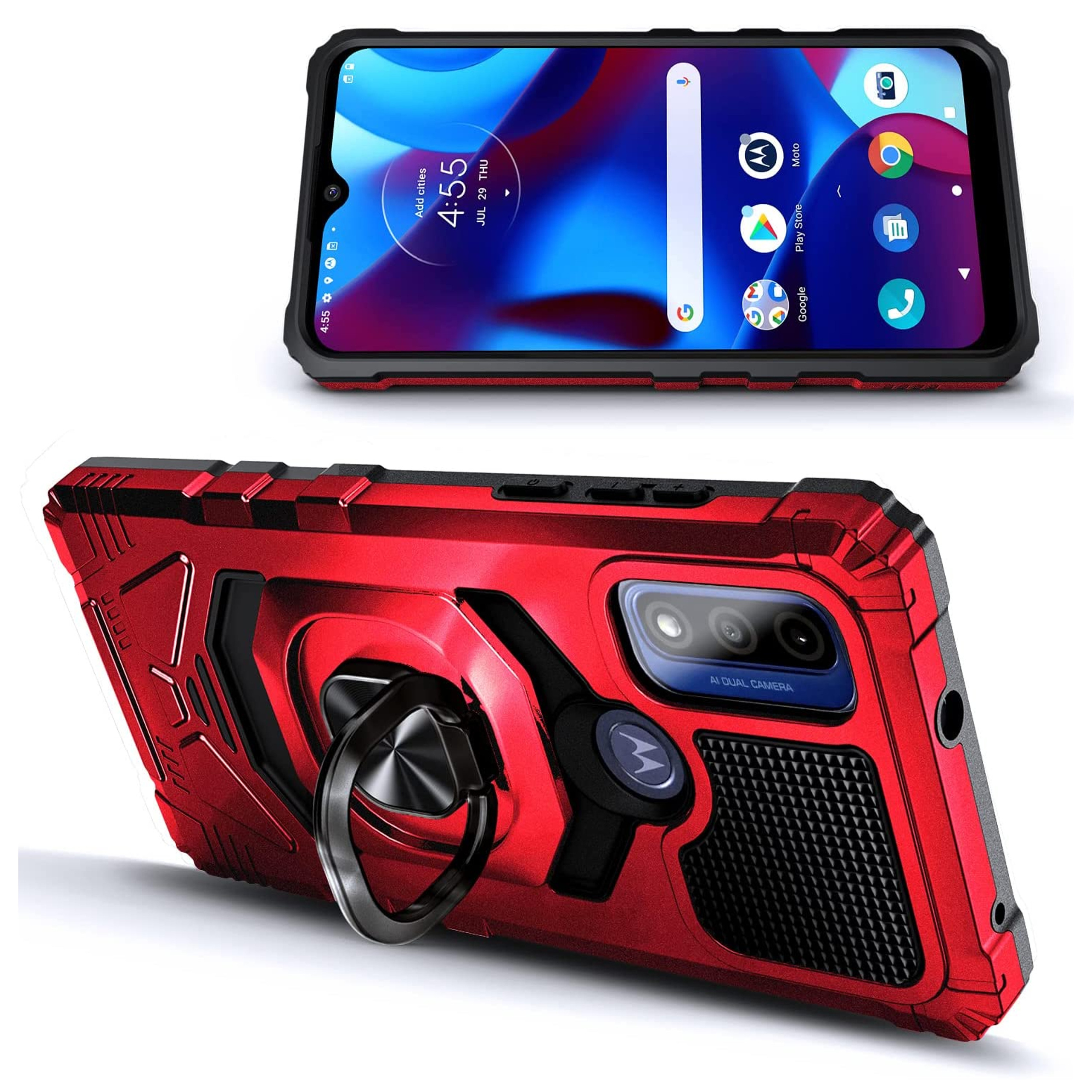 For TCL ION X Armor Hybrid Stand TPU PC Rugged Full-Body Ring Holder Case Cover - Picture 20 of 21