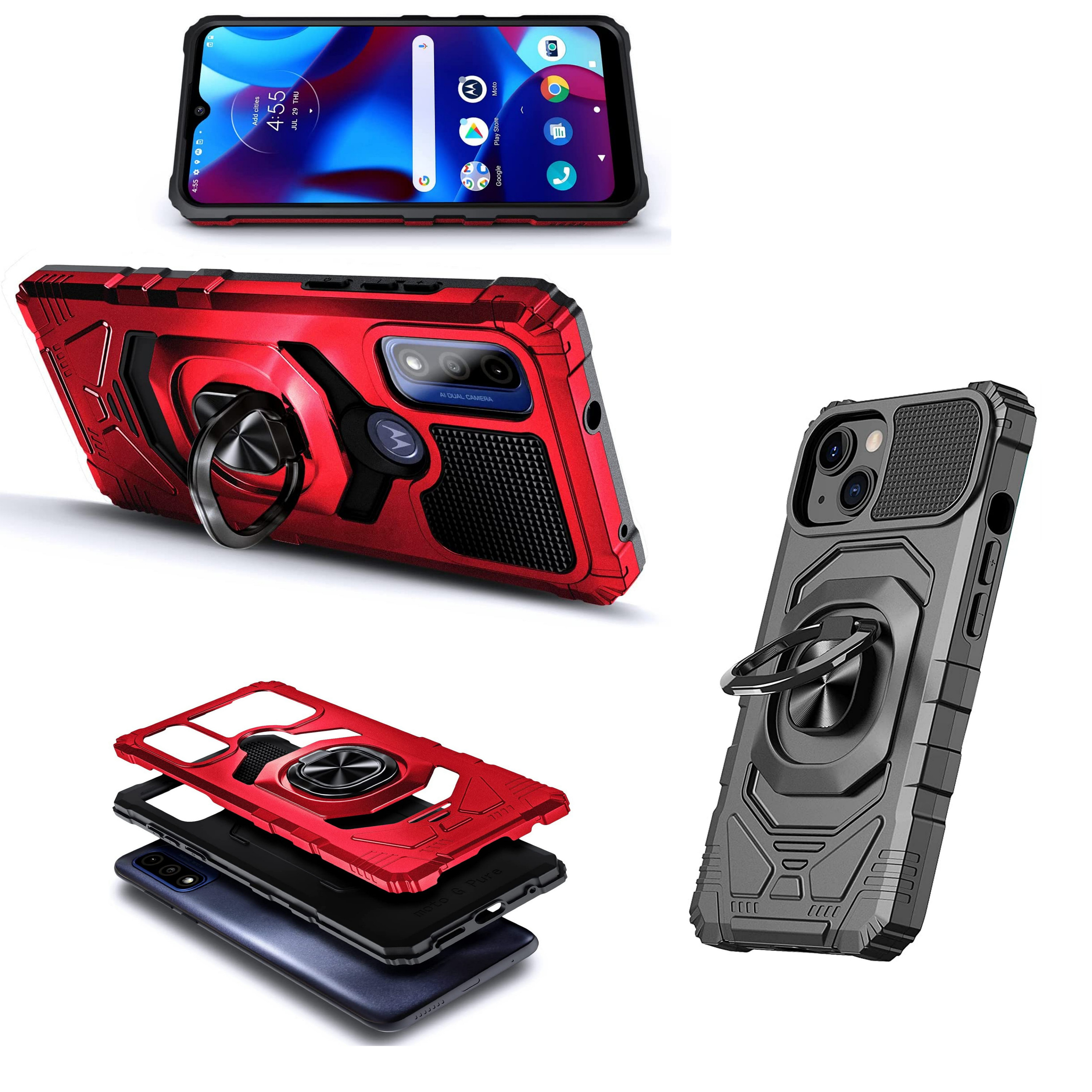 For TCL ION X Armor Hybrid Stand TPU PC Rugged Full-Body Ring Holder Case Cover - Picture 16 of 21