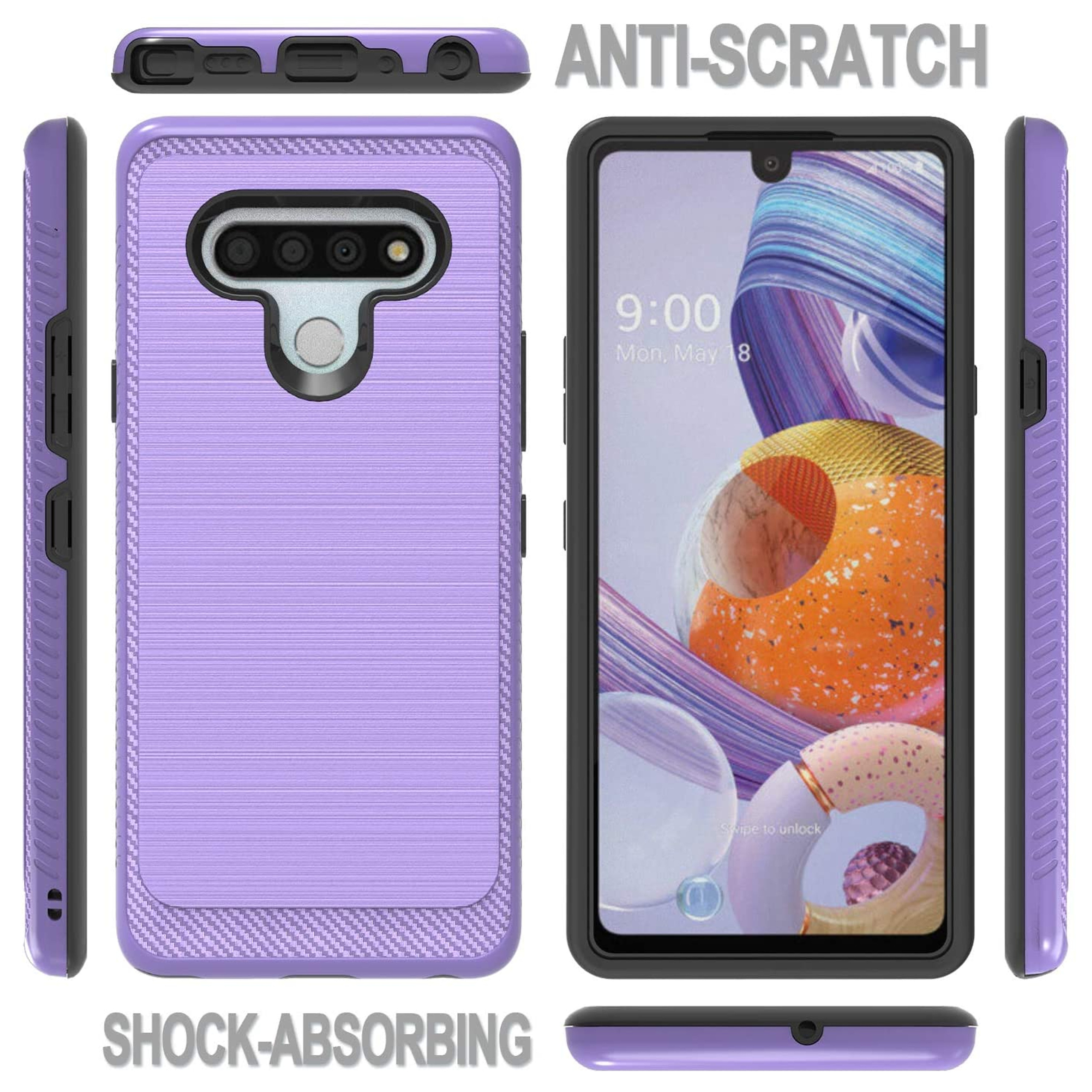 For AT&T Calypso Brushed Texture Hybrid 2in1 TPU Rugged Carbon Fiber Case Cover - Picture 40 of 64