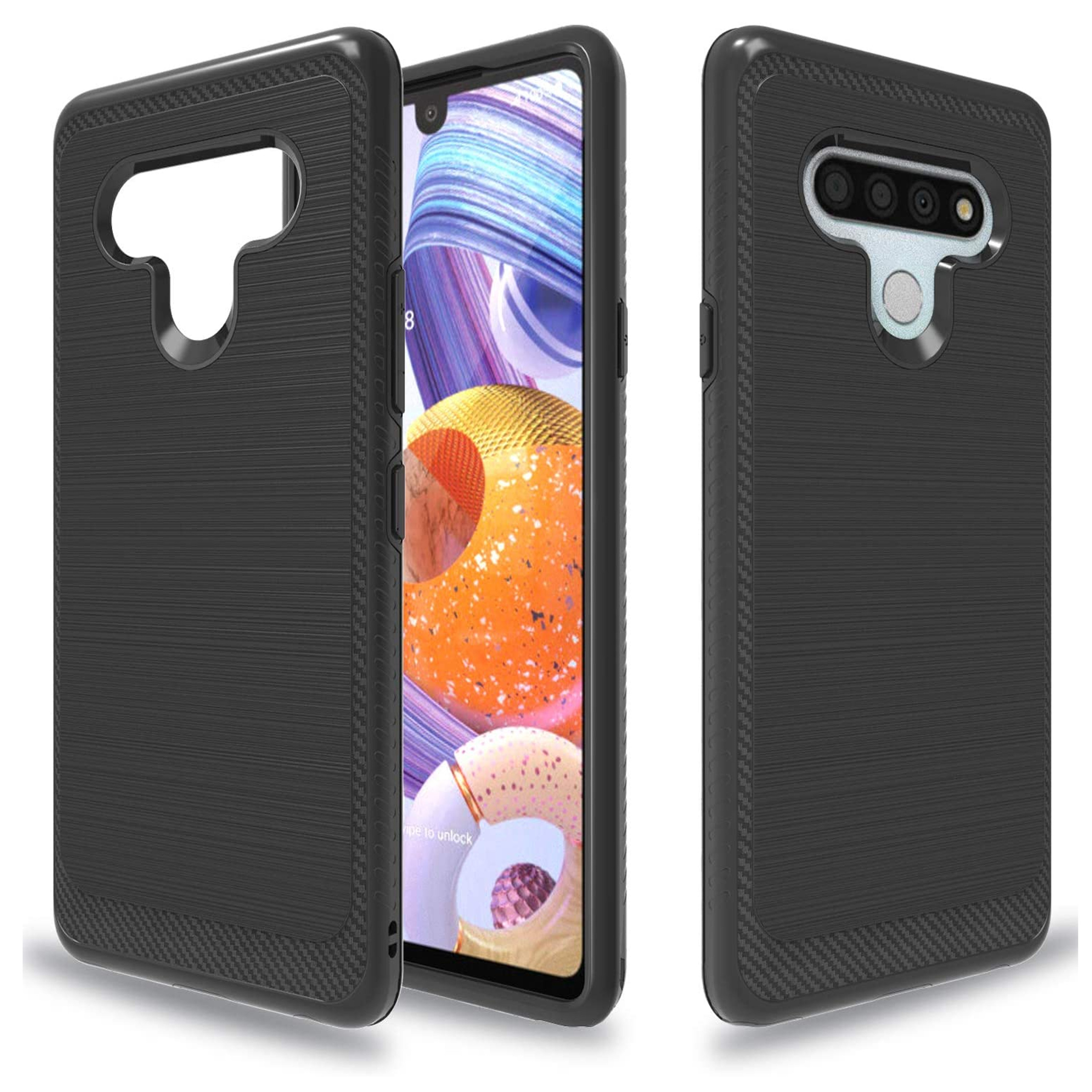 Für AT&T Motivate 2 gebürstete Textur Hybrid TPU robuste Kohlefaser Hülle Cover - Bild 14 von 65