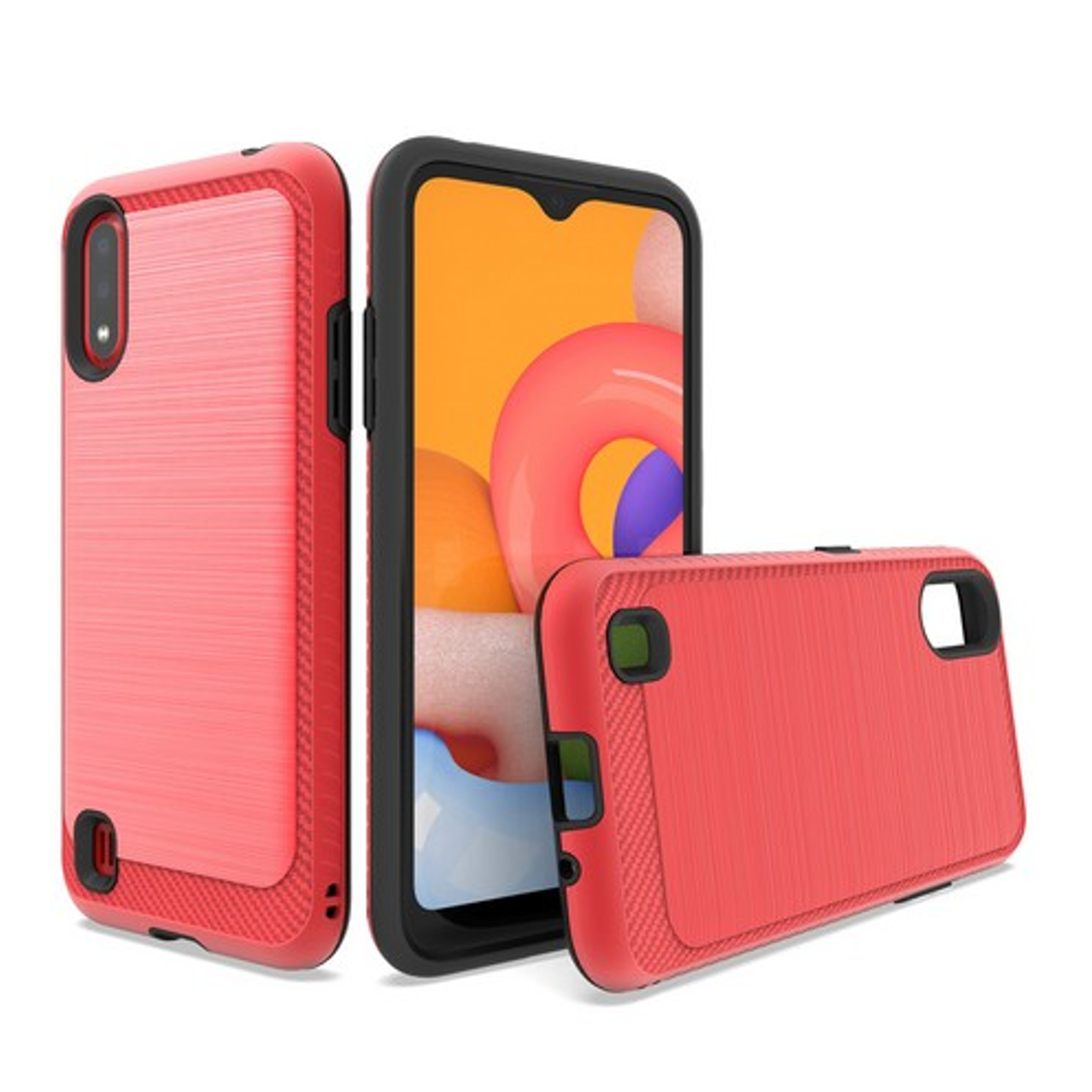 Für AT&T Motivate 2 gebürstete Textur Hybrid TPU robuste Kohlefaser Hülle Cover - Bild 29 von 65