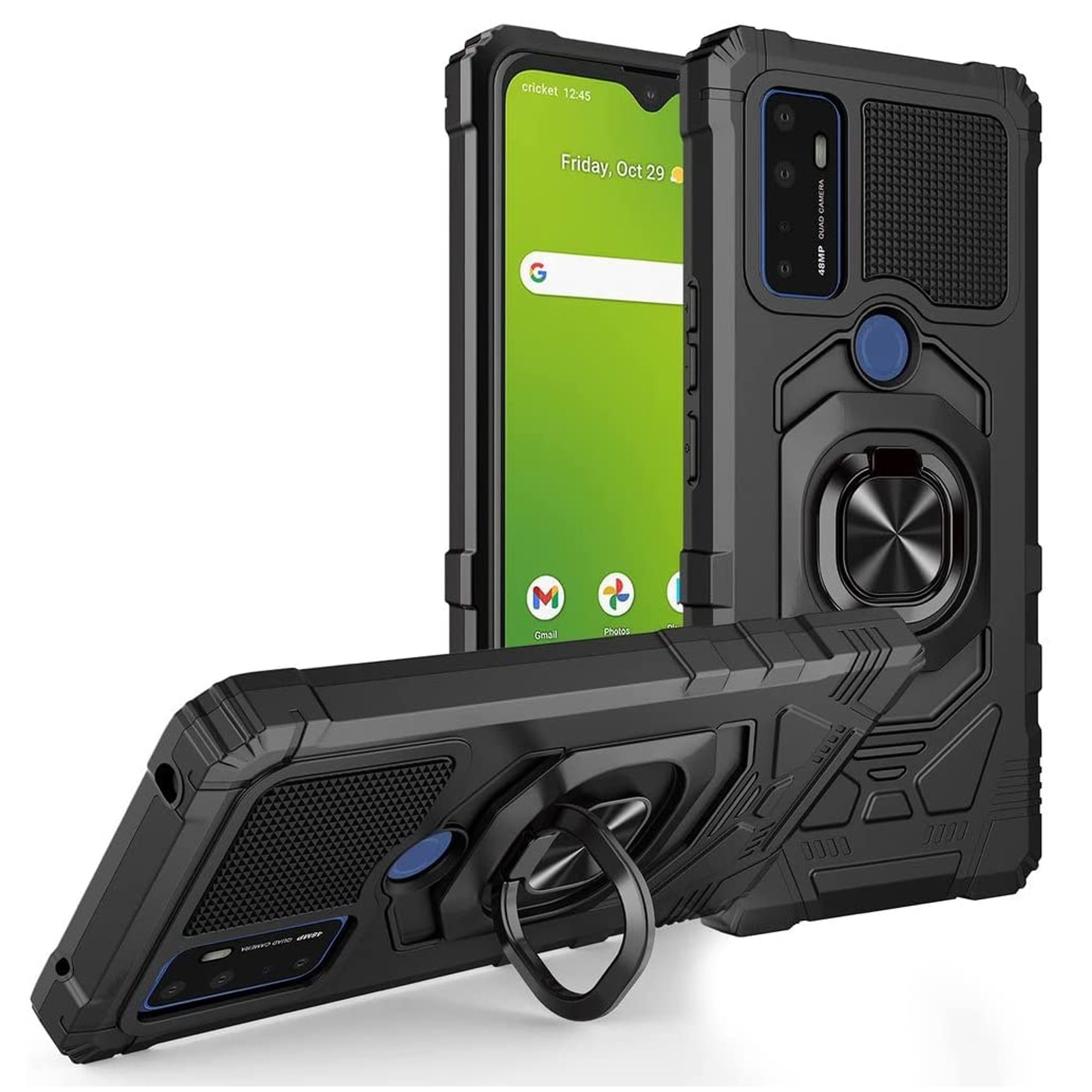 For Boost Mobile Celero 5G PLUS Hybrid Magnetic Ring Kickstand Armor Case Cover - Picture 12 of 41