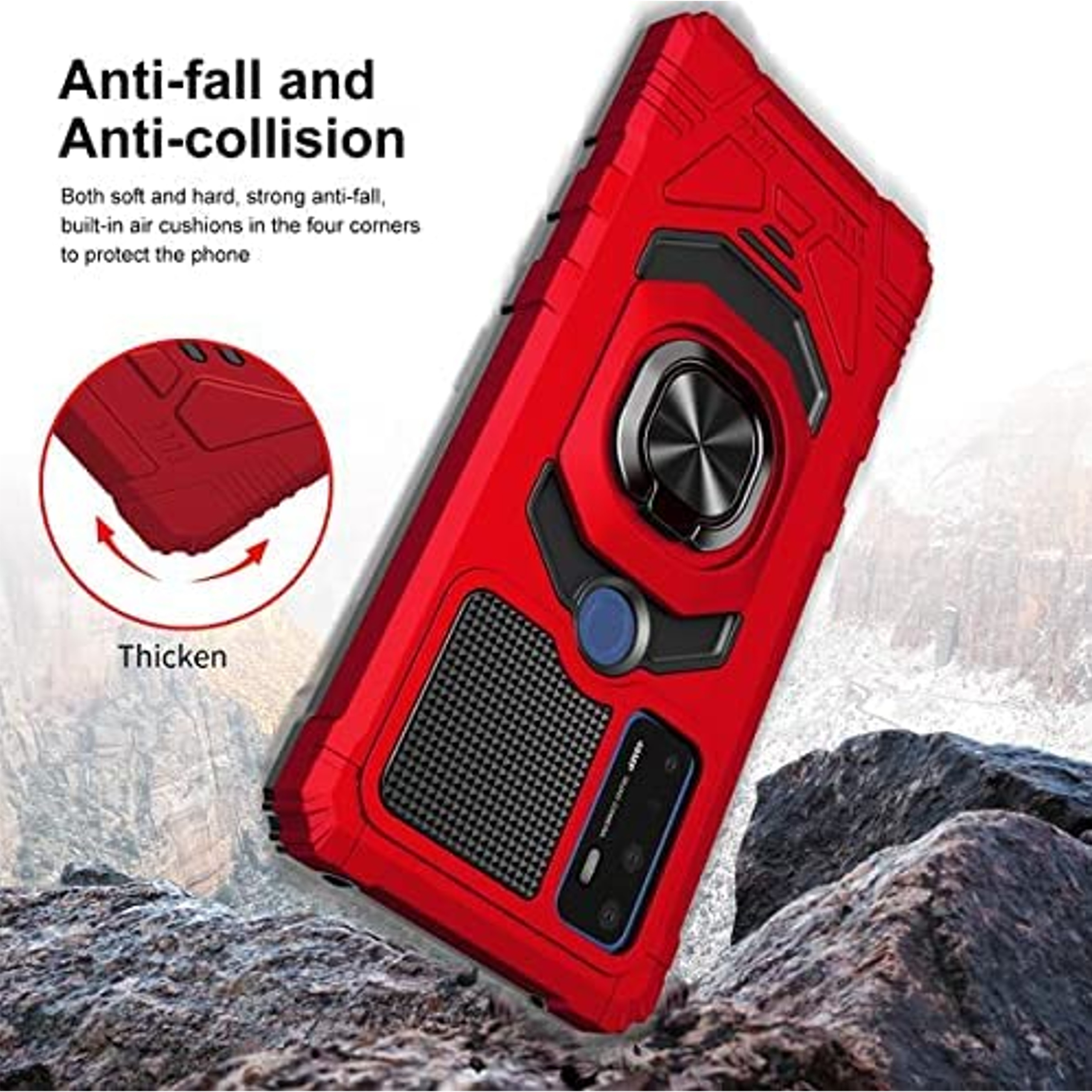 For Boost Mobile Celero 5G PLUS Hybrid Magnetic Ring Kickstand Armor Case Cover - Picture 31 of 41