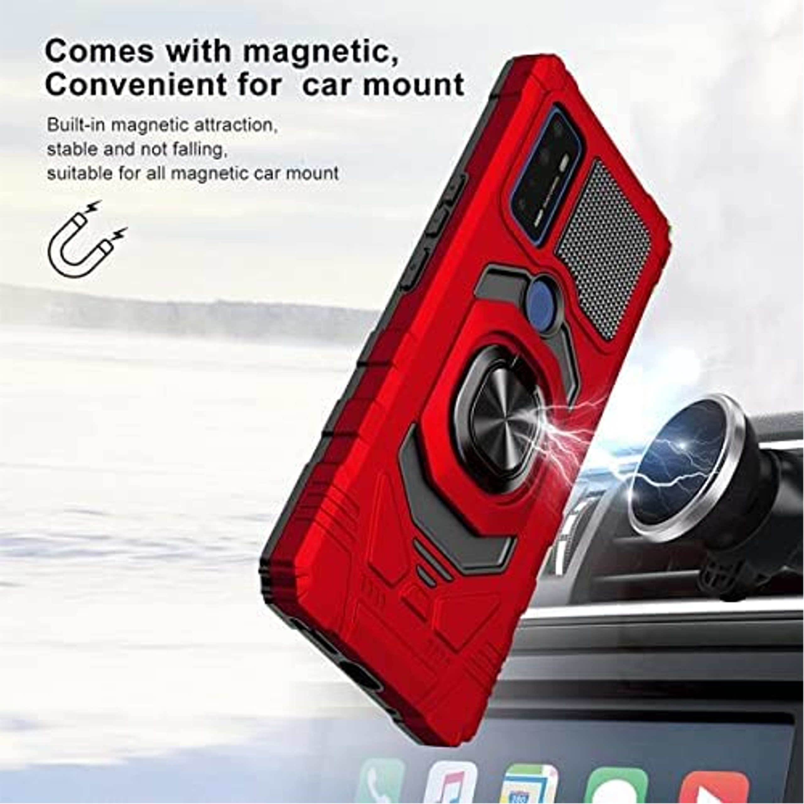 For Boost Mobile Celero 5G PLUS Hybrid Magnetic Ring Kickstand Armor Case Cover - Picture 33 of 41