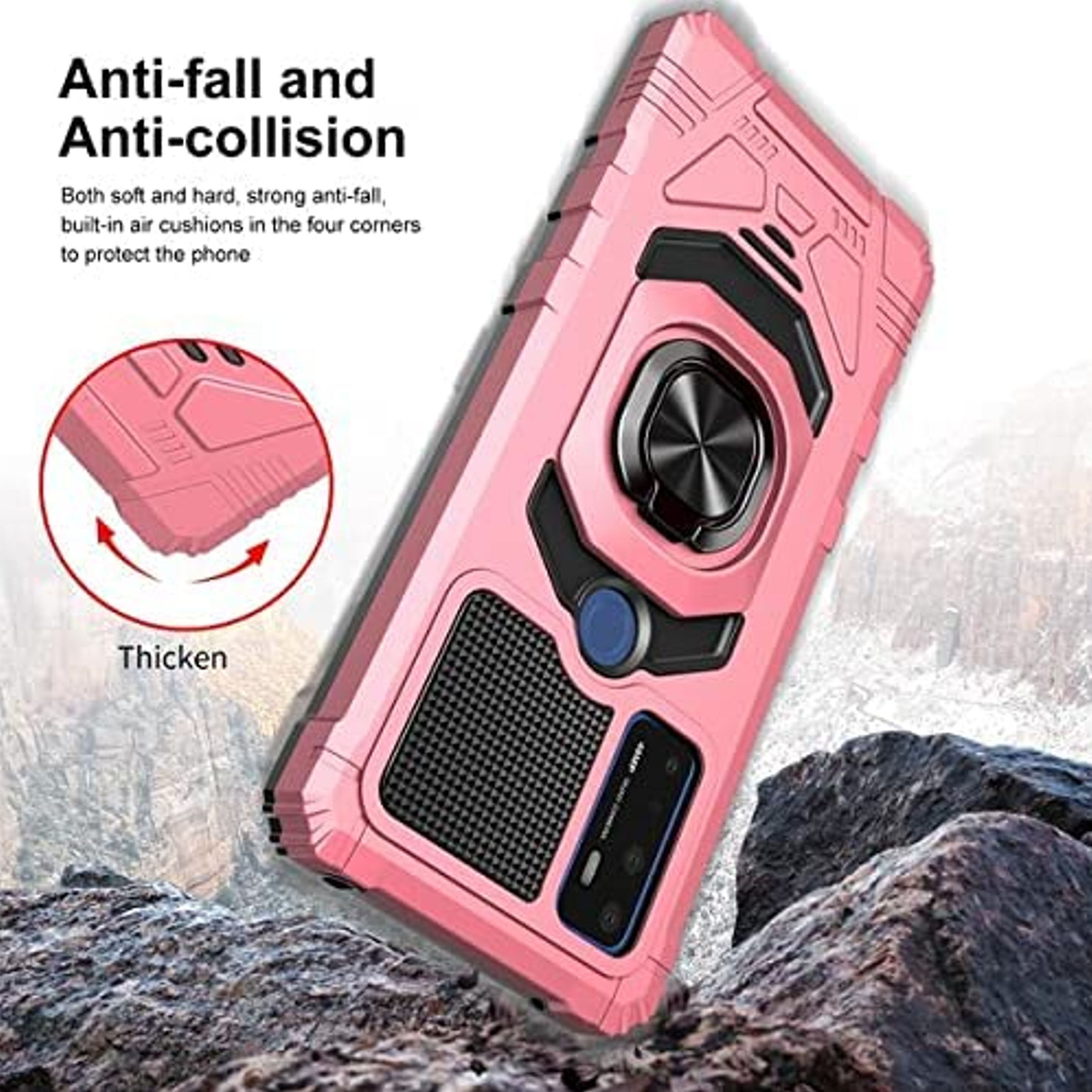 For Boost Mobile Celero 5G PLUS Hybrid Magnetic Ring Kickstand Armor Case Cover - Picture 39 of 41