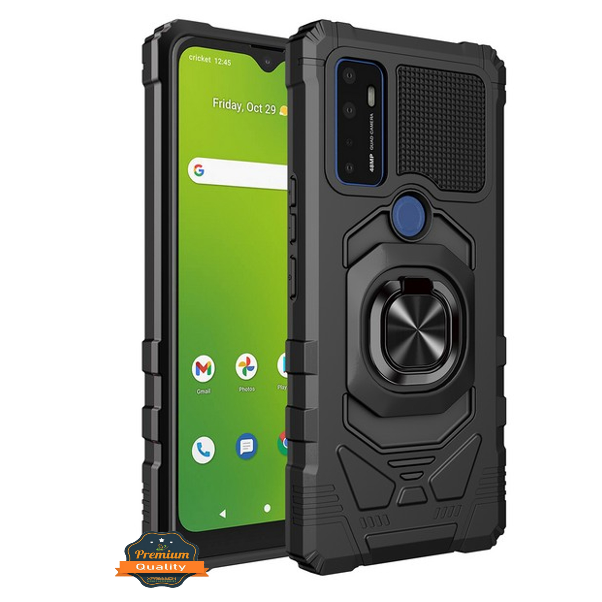 For Cricket Ovation 3, AT&T Motivate Max Hybrid Car Mount Ring Stand Case Cover - Picture 13 of 55