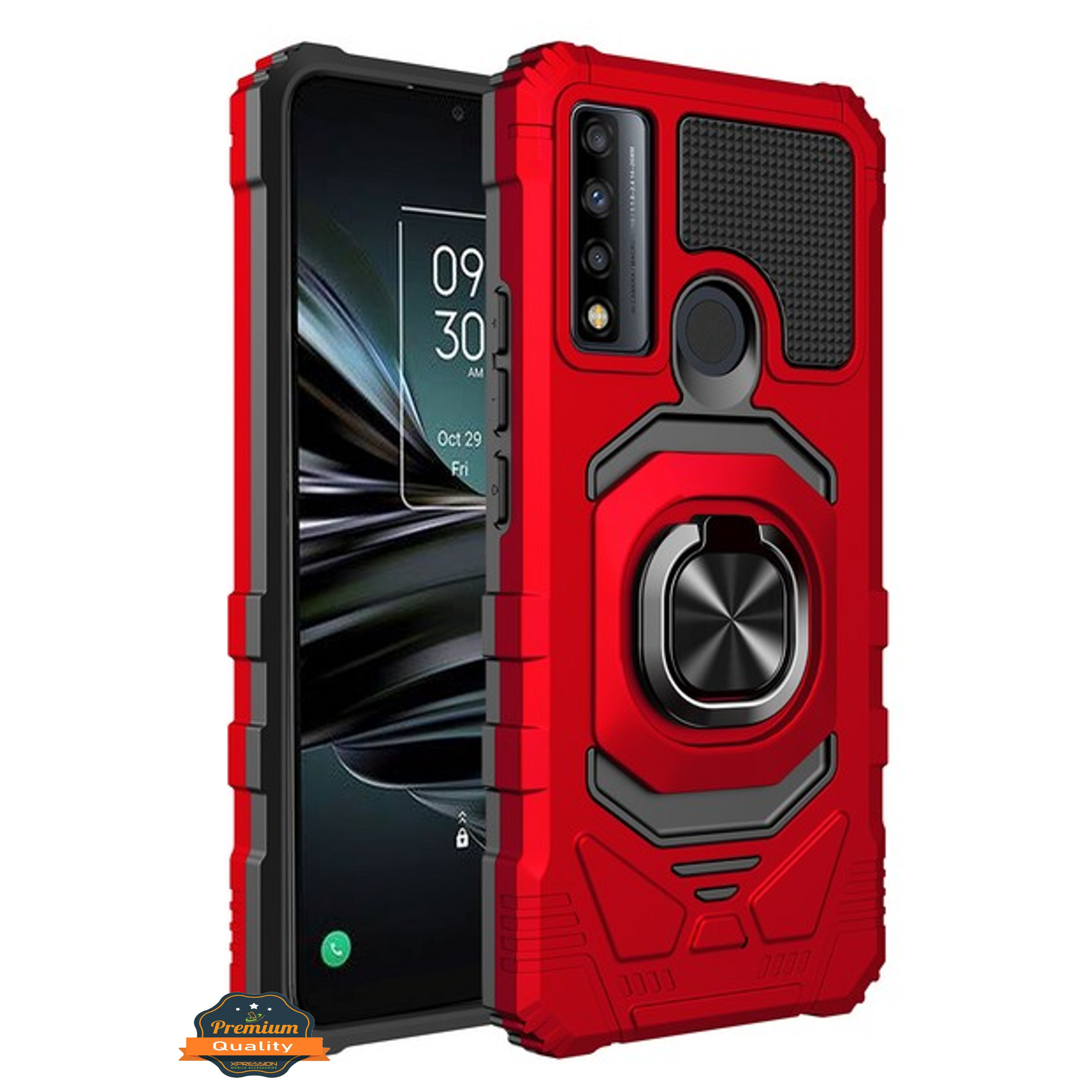 For Cricket Ovation 3, AT&T Motivate Max Hybrid Car Mount Ring Stand Case Cover - Picture 29 of 55