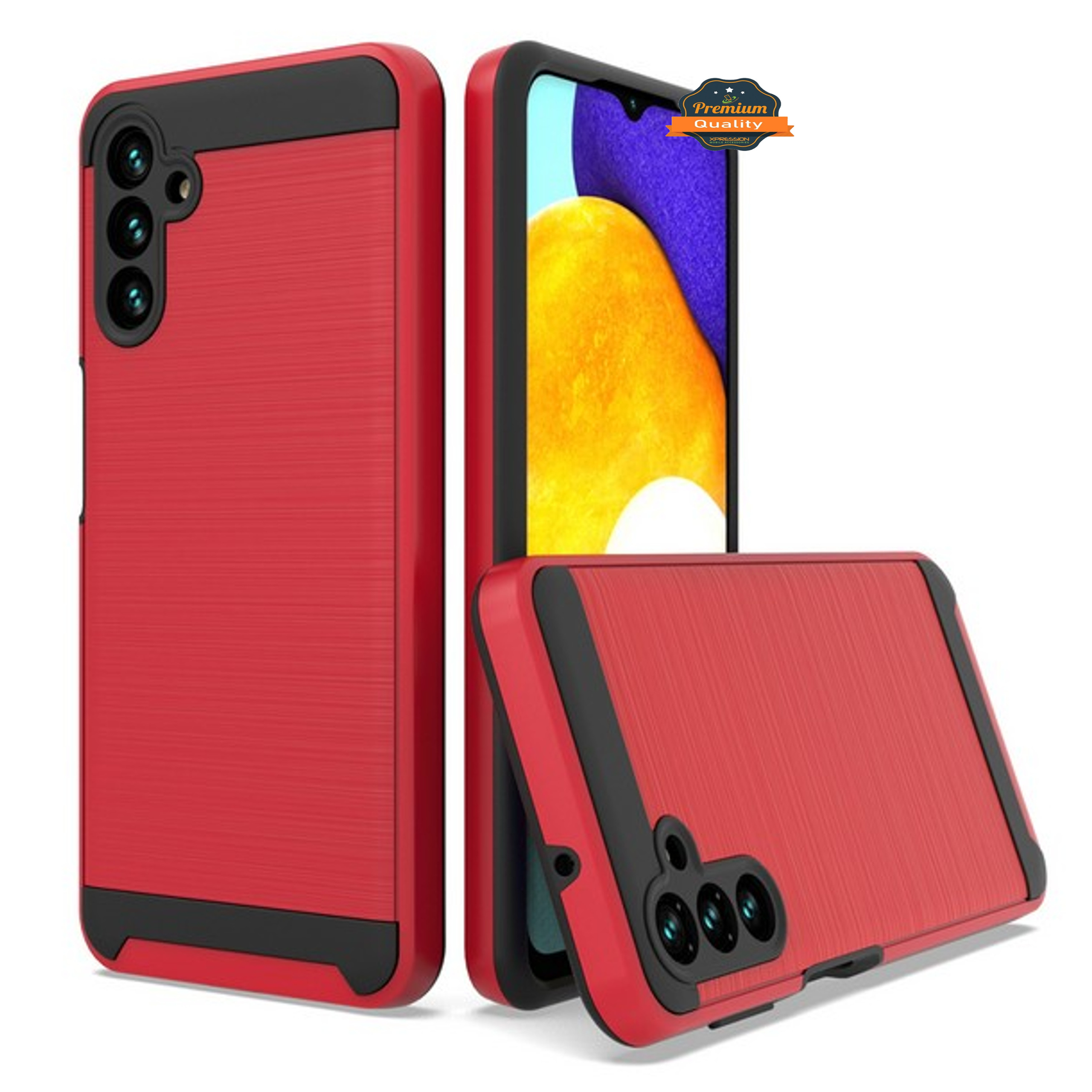 Custodia ibrida per Samsung Galaxy A14 5G robusta TPU PC struttura metallo spazzolato - Foto 26 di 65