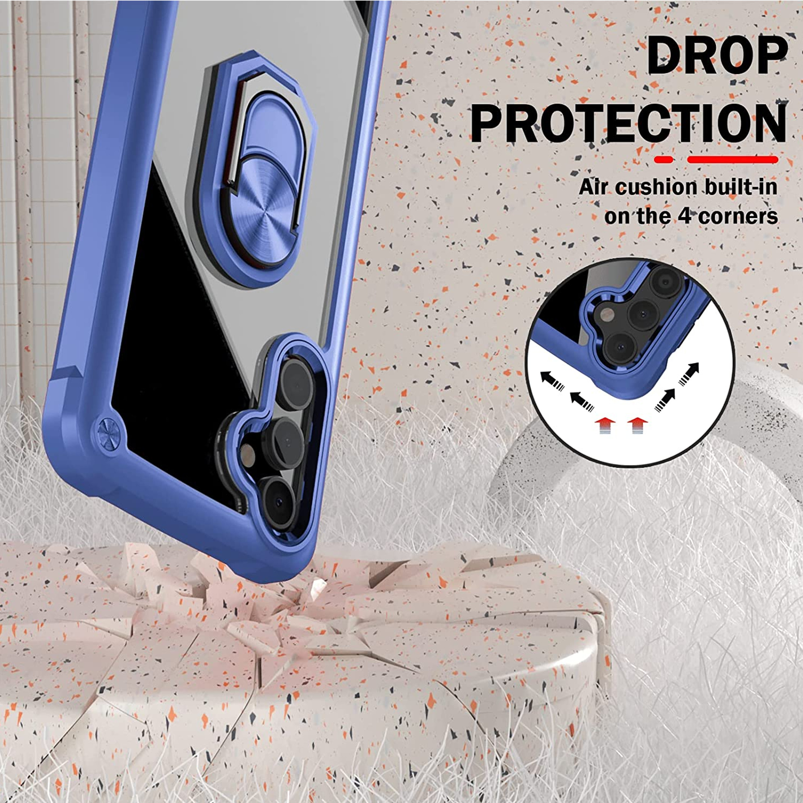 Für Samsung Galaxy A14 5G Clear Hybrid mit 360° Ring Ständer Hard Back Case Cover - Bild 24 von 53