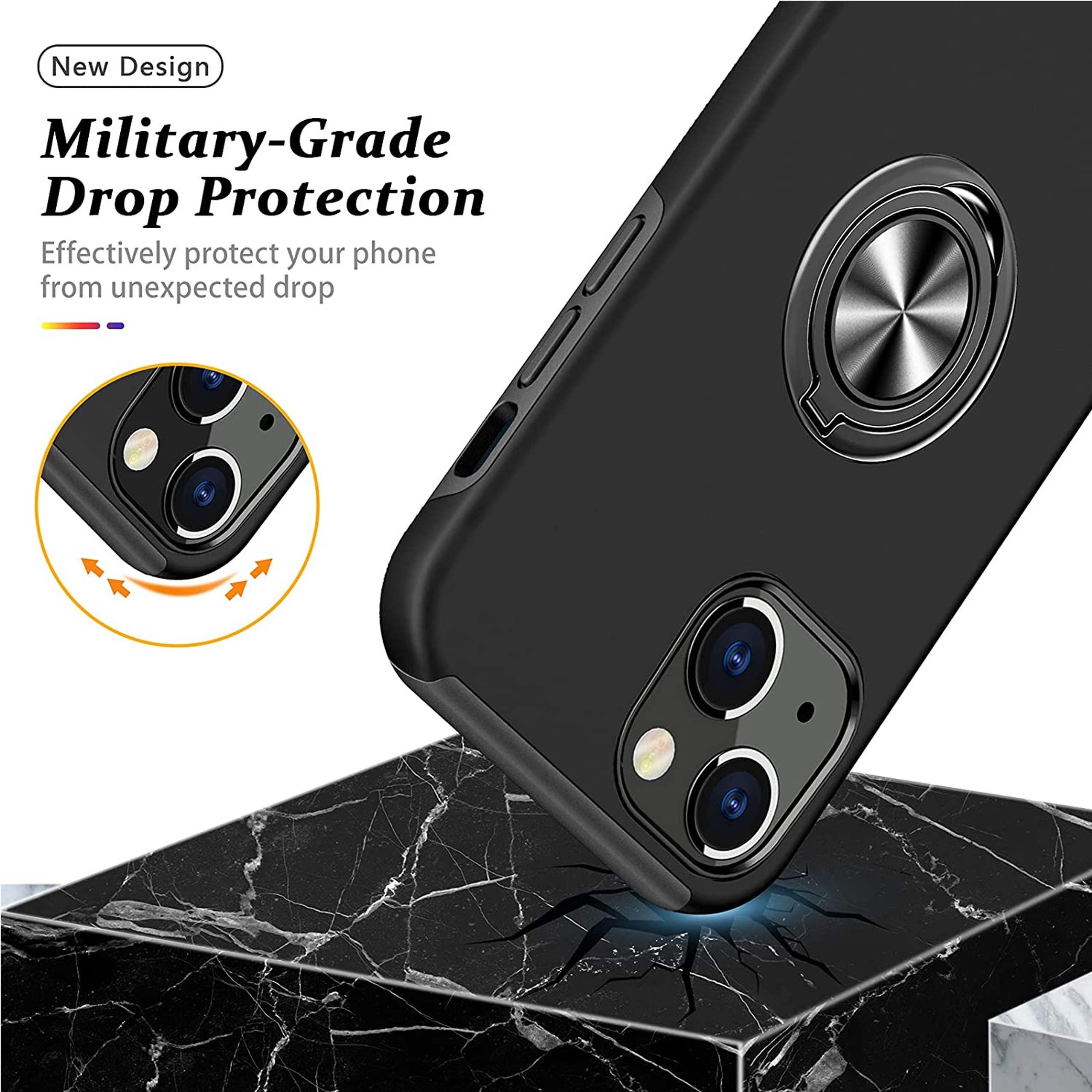 For Samsung Galaxy A14 5G Hybrid with Flat Metal Ring Stand Slim Fit Case Cover - Picture 17 of 57