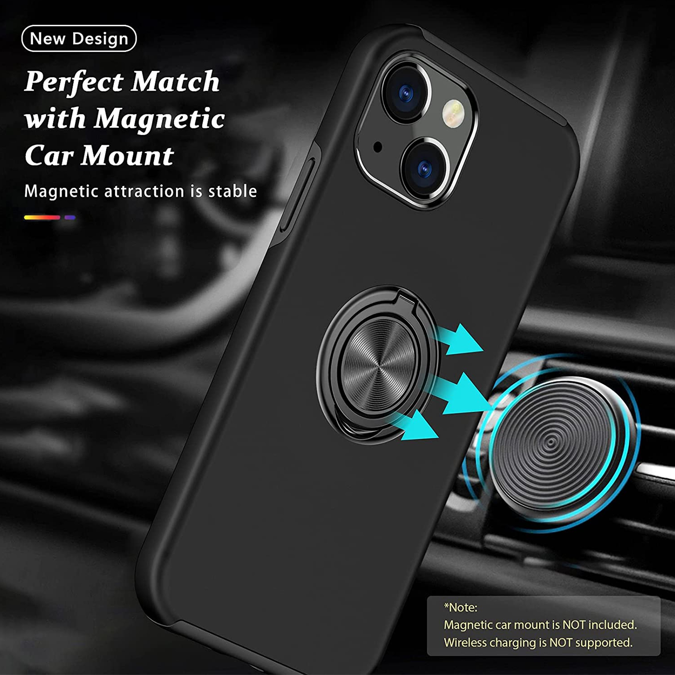 For Samsung Galaxy A14 5G Hybrid with Flat Metal Ring Stand Slim Fit Case Cover - Picture 15 of 57