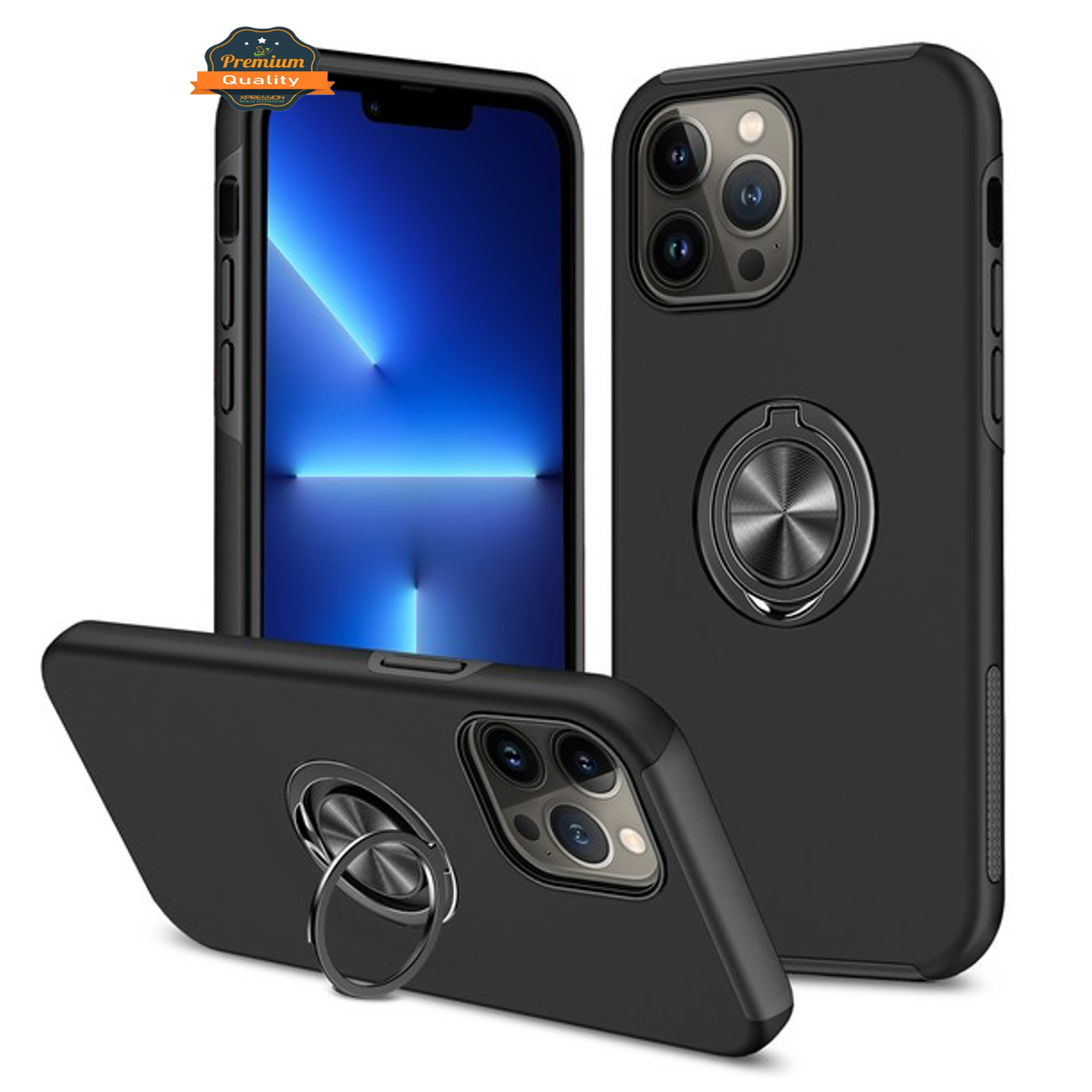For Samsung Galaxy A14 5G Hybrid with Flat Metal Ring Stand Slim Fit Case Cover - Picture 10 of 57