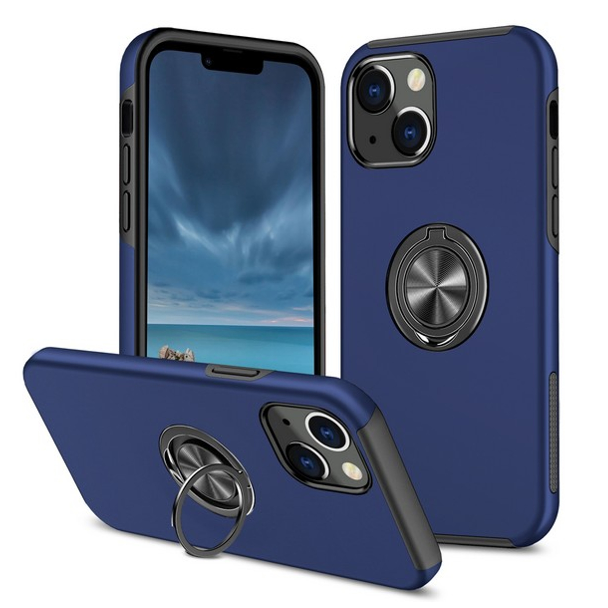 For Samsung Galaxy A14 5G Hybrid with Flat Metal Ring Stand Slim Fit Case Cover - Picture 19 of 57