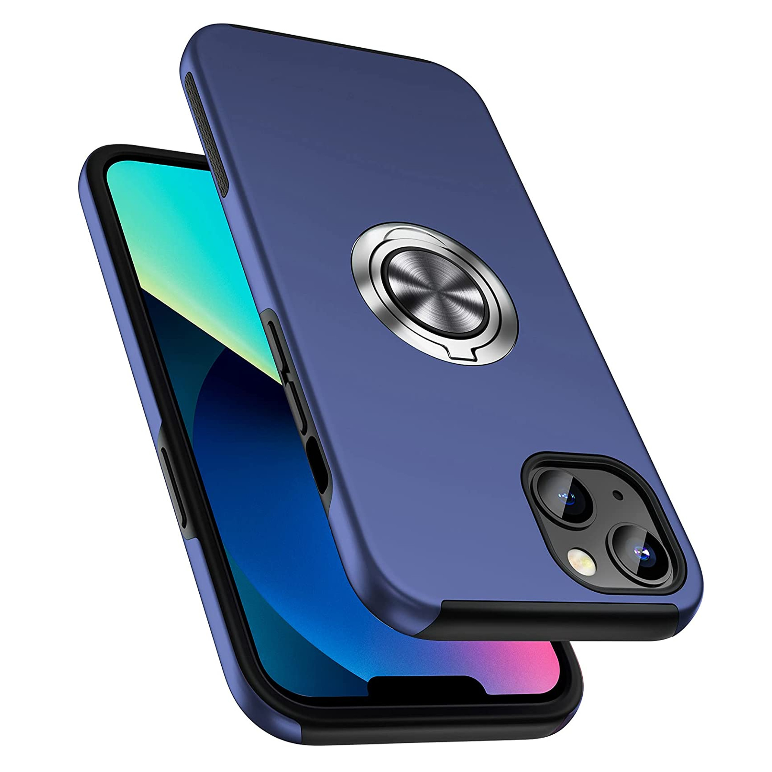 For Samsung Galaxy A14 5G Hybrid with Flat Metal Ring Stand Slim Fit Case Cover - Picture 20 of 57