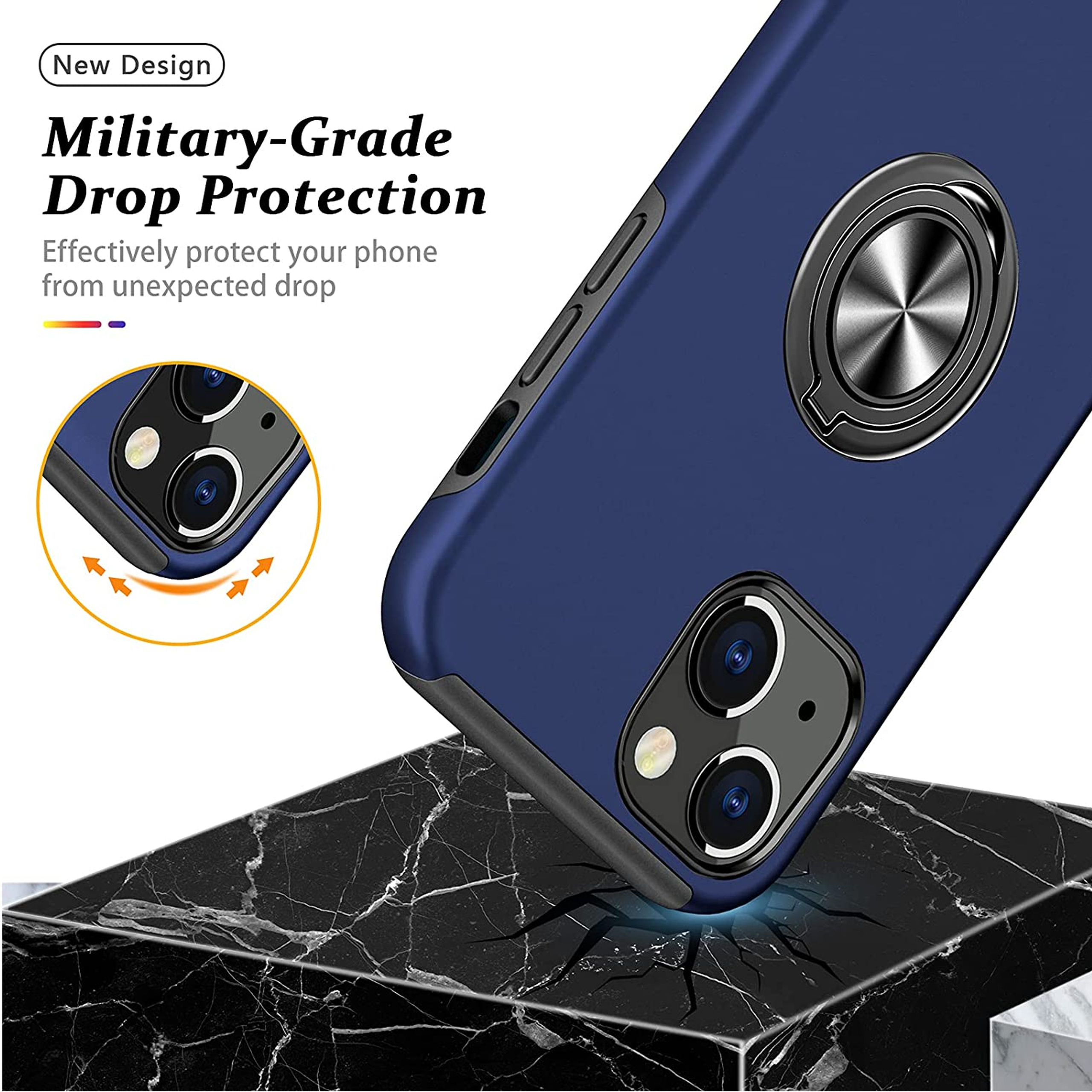 For Samsung Galaxy A14 5G Hybrid with Flat Metal Ring Stand Slim Fit Case Cover - Picture 21 of 57