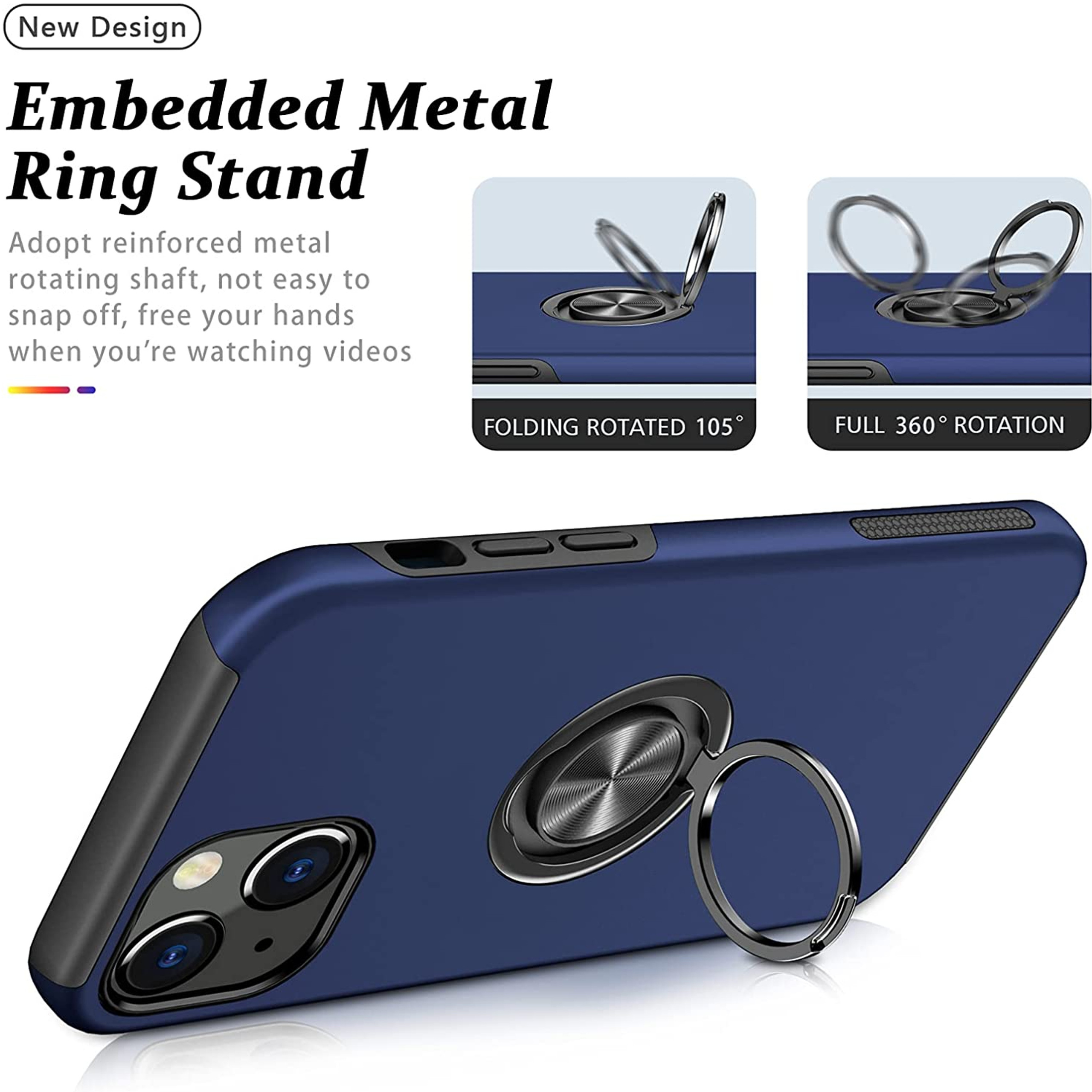 For Samsung Galaxy A14 5G Hybrid with Flat Metal Ring Stand Slim Fit Case Cover - Picture 24 of 57