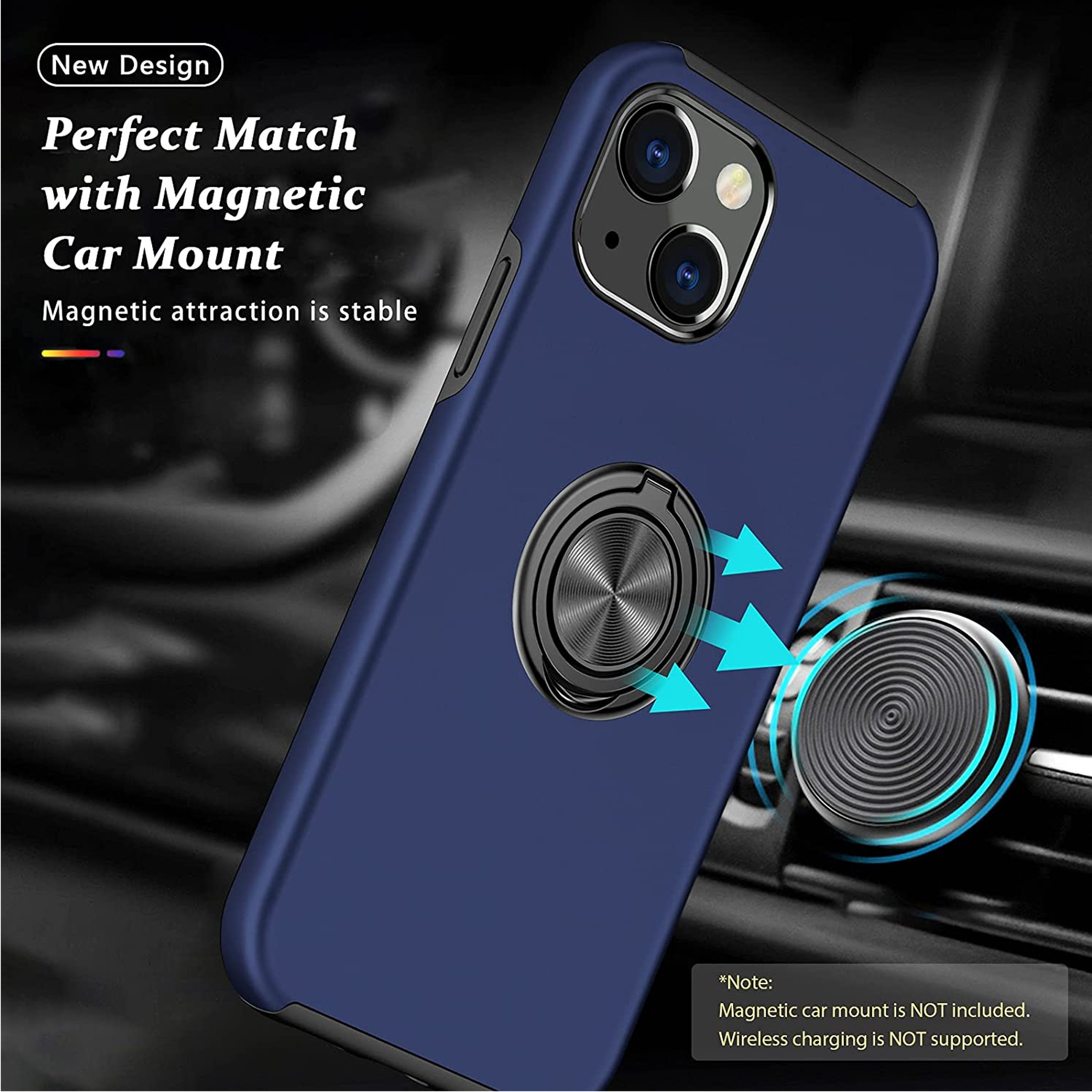 For Samsung Galaxy A14 5G Hybrid with Flat Metal Ring Stand Slim Fit Case Cover - Picture 25 of 57