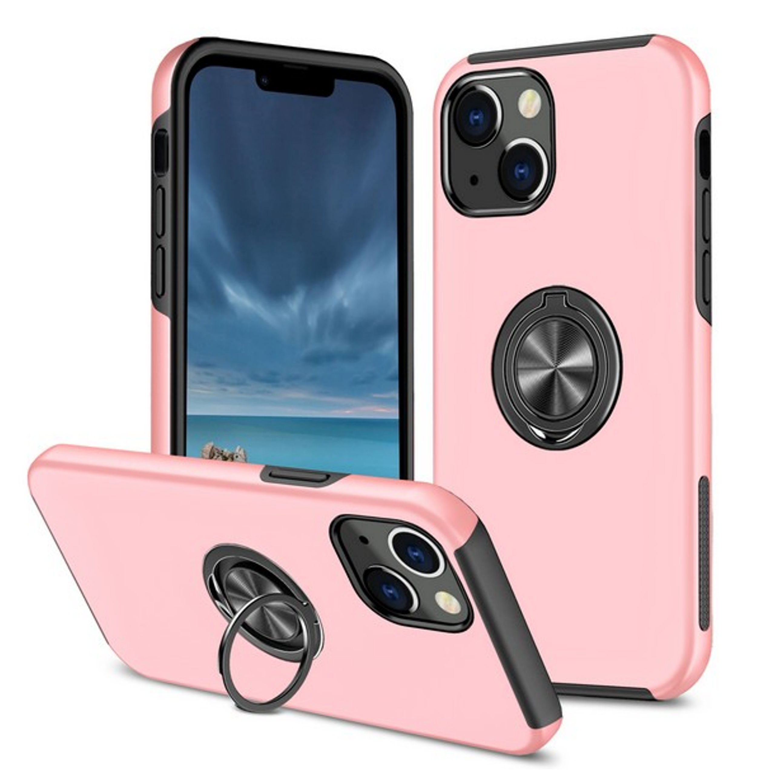 For Samsung Galaxy A14 5G Hybrid with Flat Metal Ring Stand Slim Fit Case Cover - Picture 43 of 57