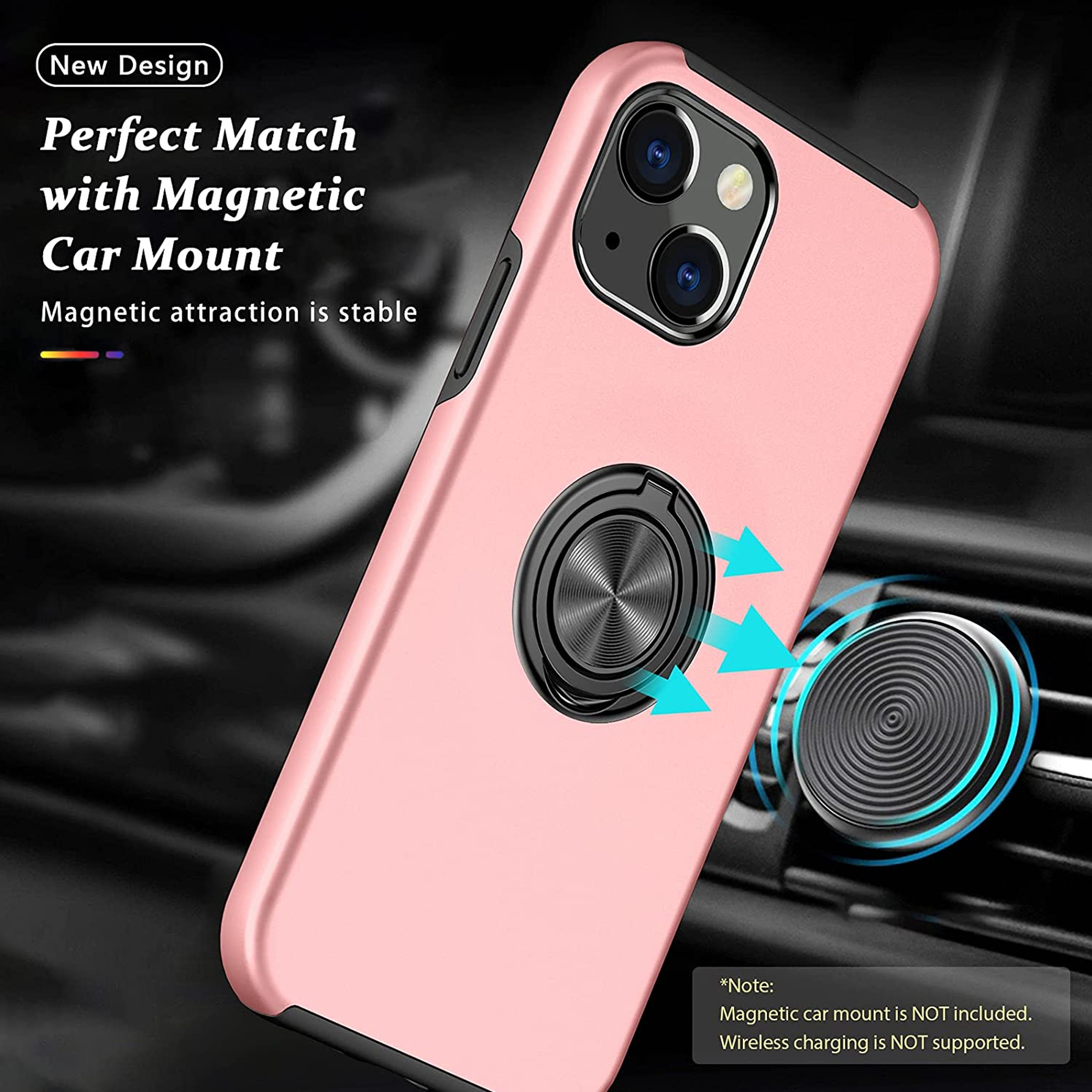 For Samsung Galaxy A14 5G Hybrid with Flat Metal Ring Stand Slim Fit Case Cover - Picture 46 of 57