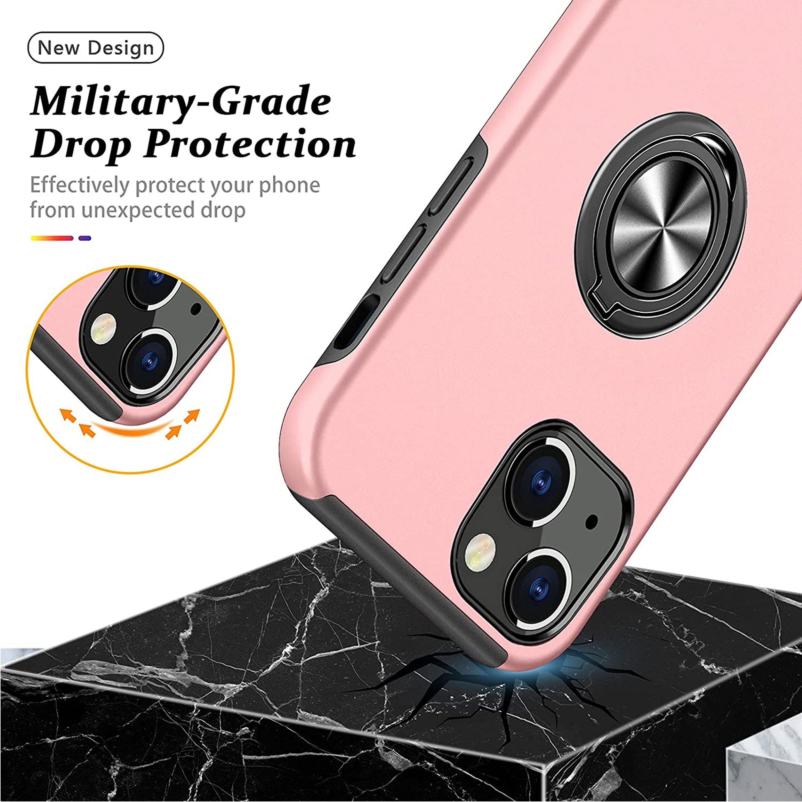 For Samsung Galaxy A14 5G Hybrid with Flat Metal Ring Stand Slim Fit Case Cover - Picture 45 of 57