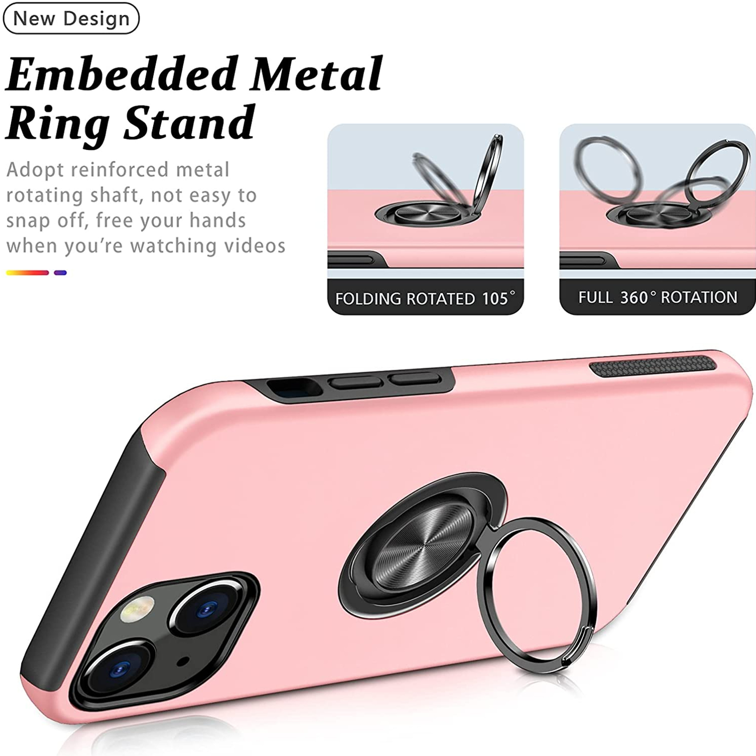 For Samsung Galaxy A14 5G Hybrid with Flat Metal Ring Stand Slim Fit Case Cover - Picture 49 of 57