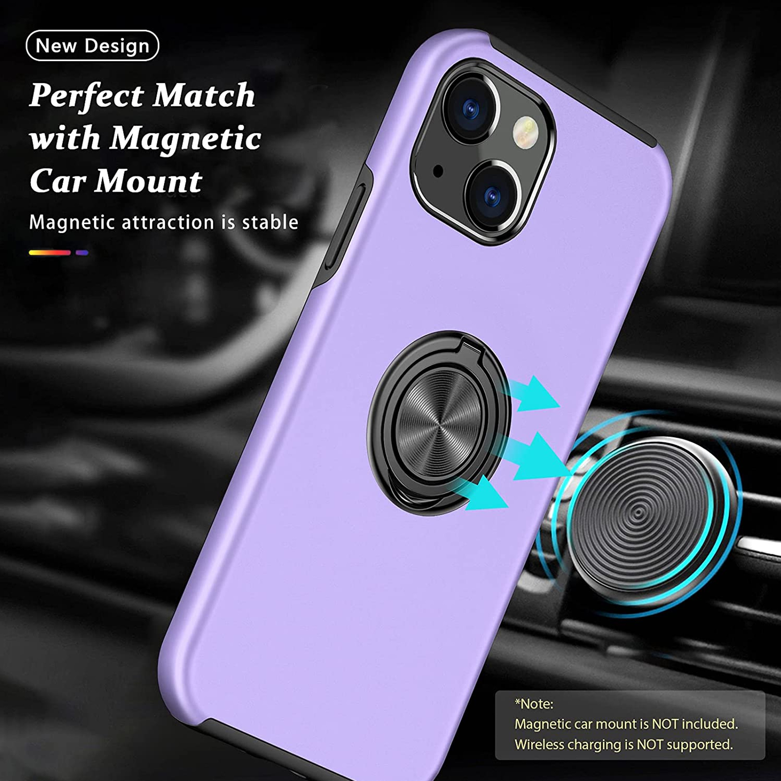 For Samsung Galaxy A14 5G Hybrid with Flat Metal Ring Stand Slim Fit Case Cover - Picture 37 of 57