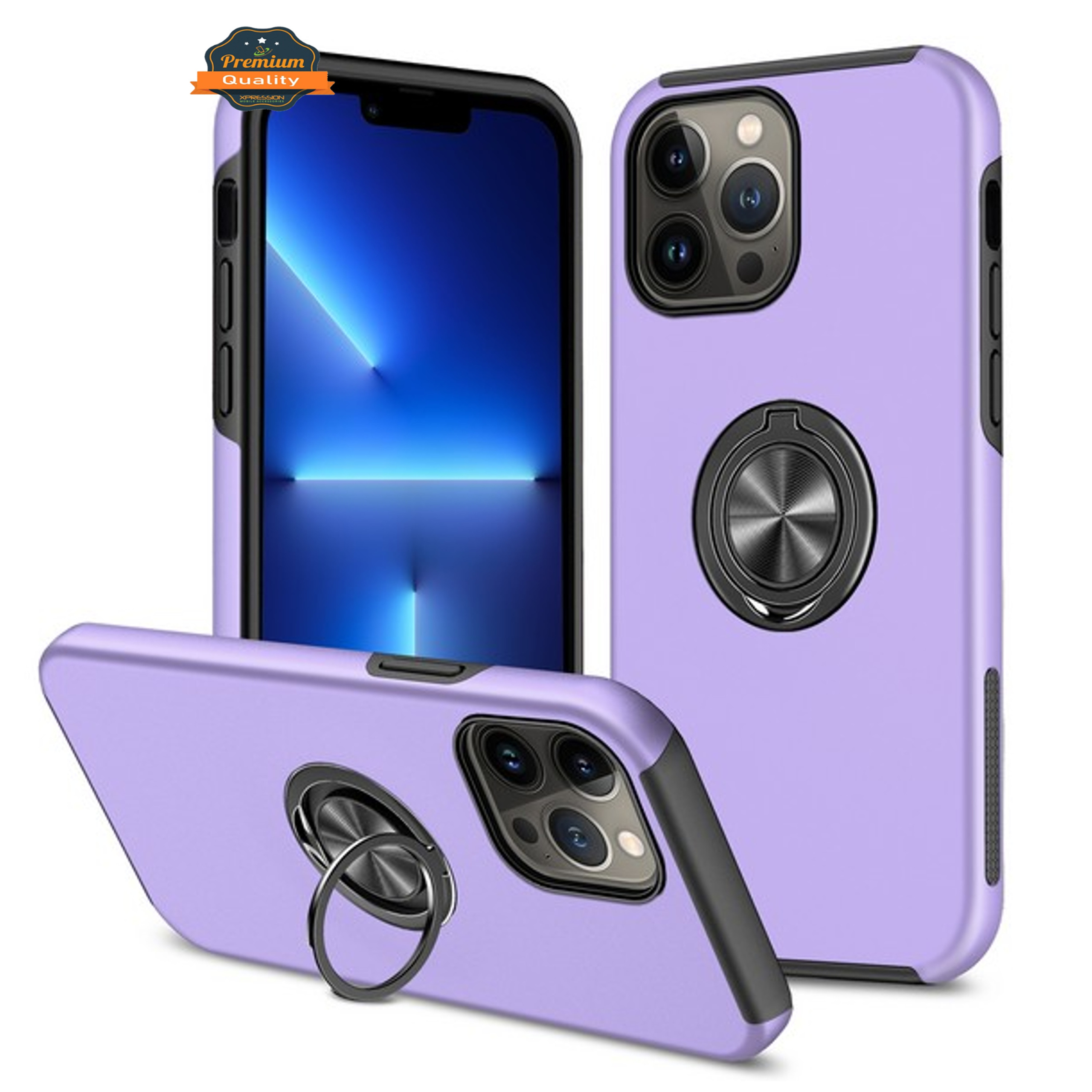 For Samsung Galaxy A14 5G Hybrid with Flat Metal Ring Stand Slim Fit Case Cover - Picture 34 of 57