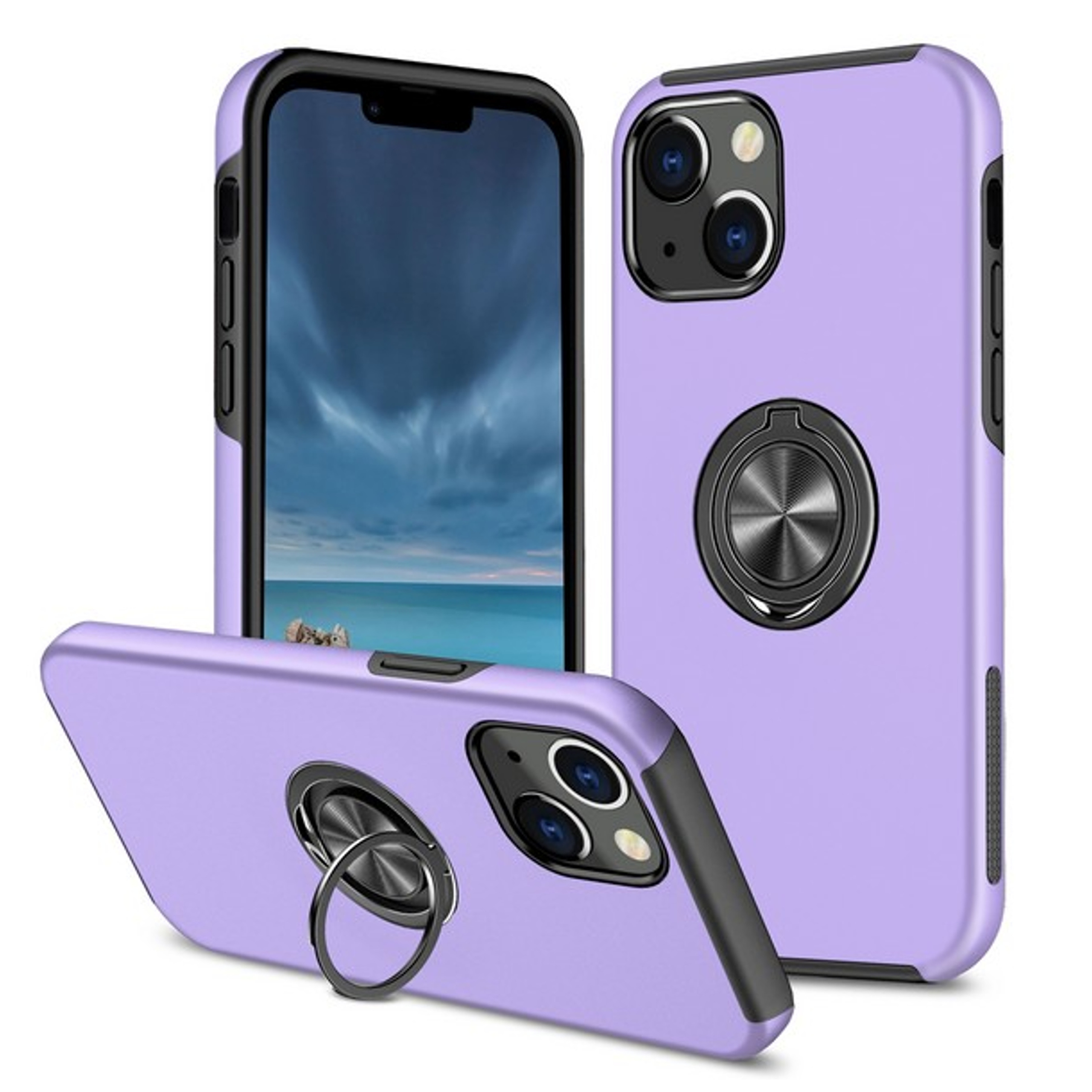 For Samsung Galaxy A14 5G Hybrid with Flat Metal Ring Stand Slim Fit Case Cover - Picture 35 of 57