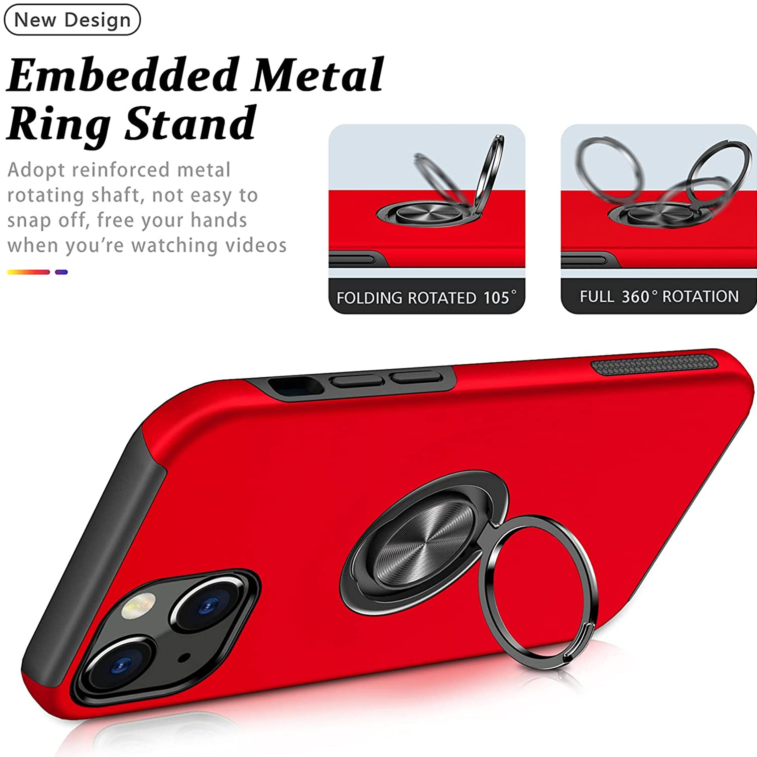 For Samsung Galaxy A14 5G Hybrid with Flat Metal Ring Stand Slim Fit Case Cover - Picture 30 of 57