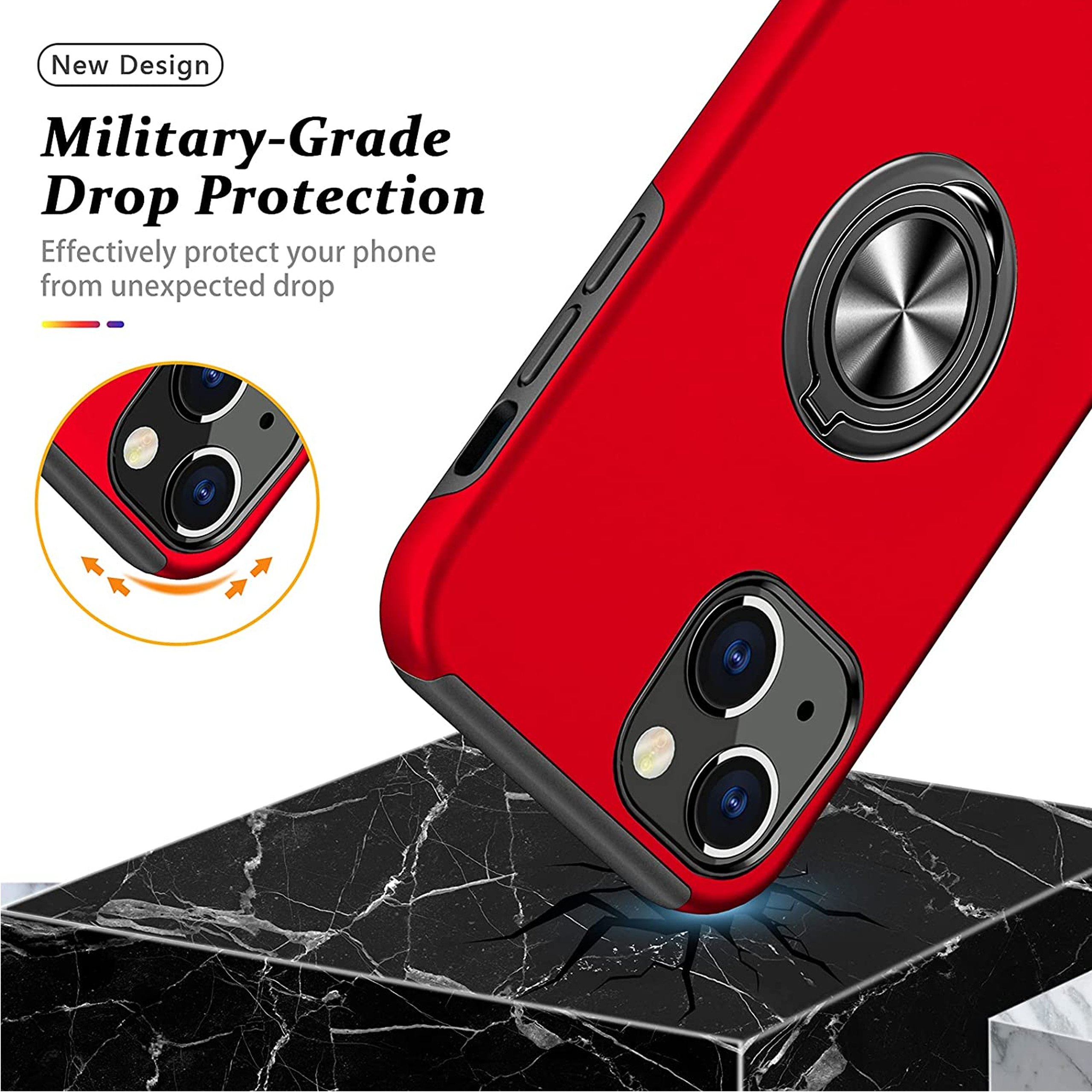 For Samsung Galaxy A14 5G Hybrid with Flat Metal Ring Stand Slim Fit Case Cover - Picture 31 of 57