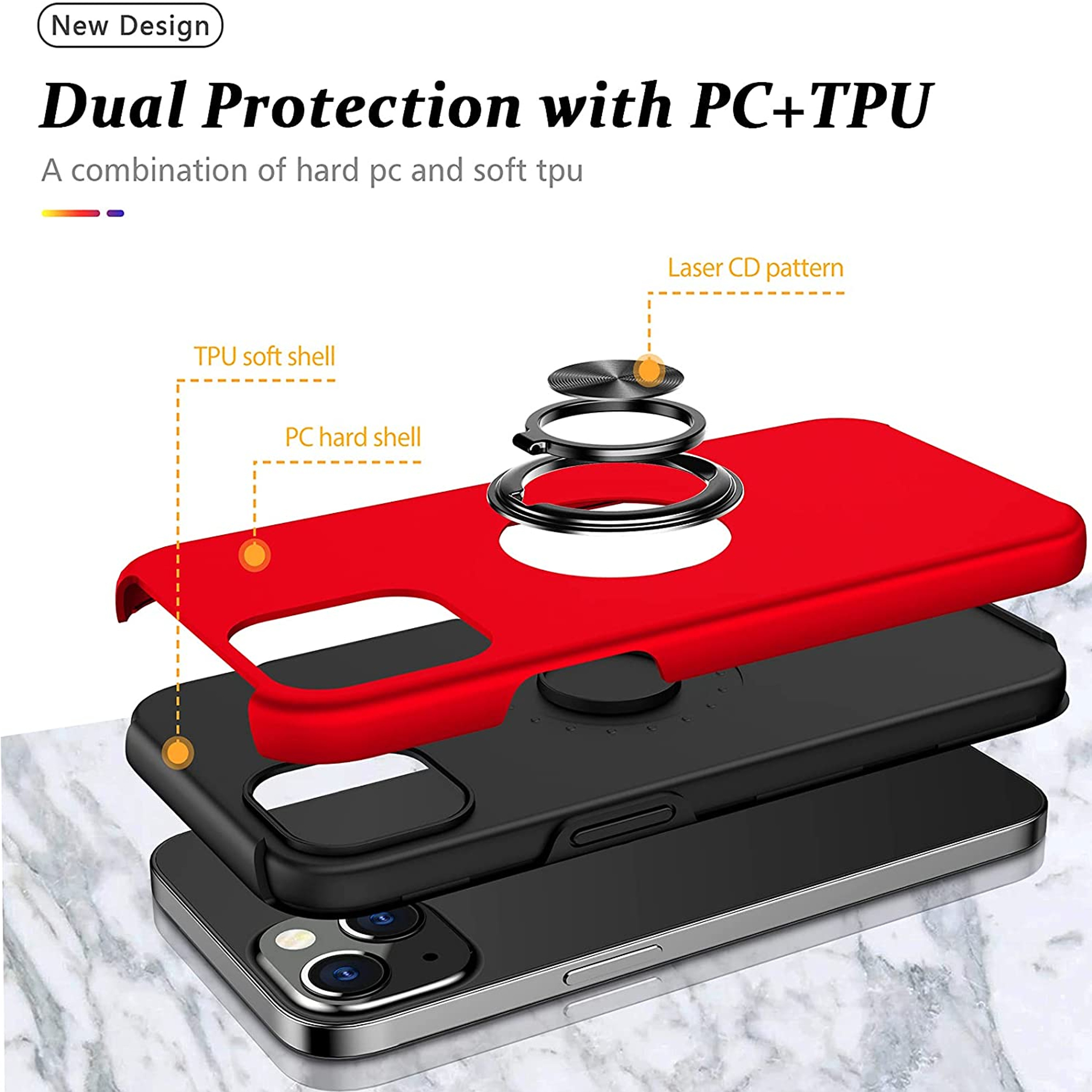 For Samsung Galaxy A14 5G Hybrid with Flat Metal Ring Stand Slim Fit Case Cover - Picture 32 of 57