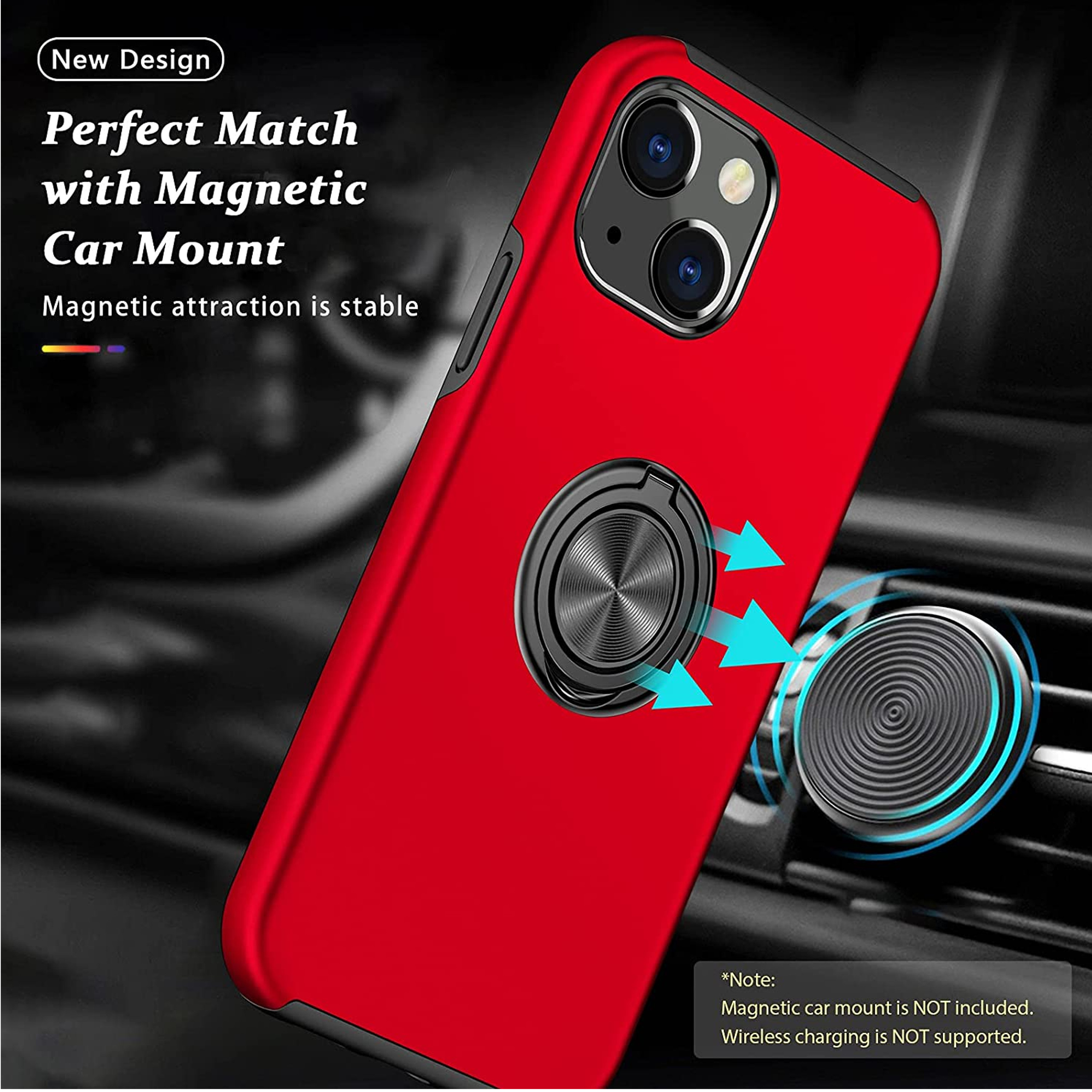 For Samsung Galaxy A14 5G Hybrid with Flat Metal Ring Stand Slim Fit Case Cover - Picture 29 of 57