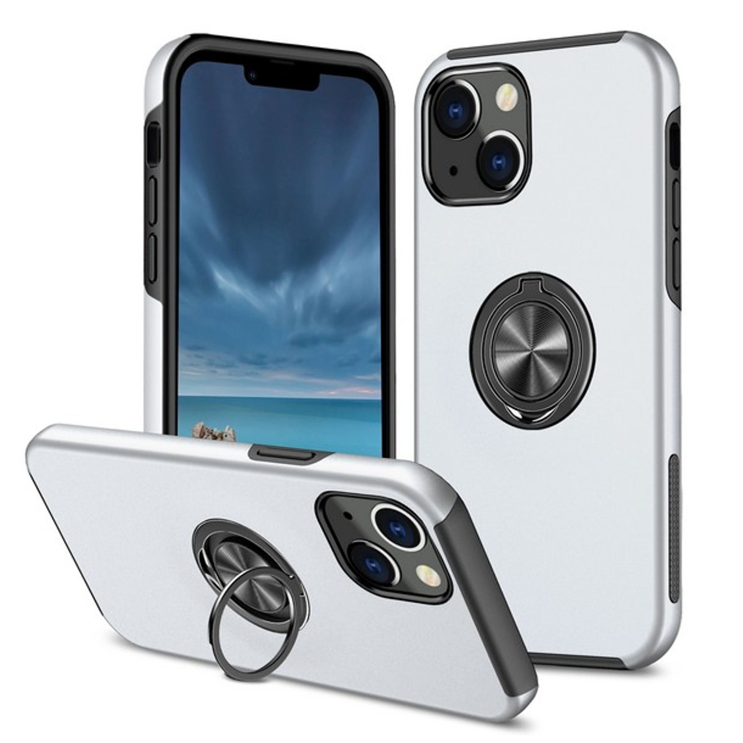 For Samsung Galaxy A14 5G Hybrid with Flat Metal Ring Stand Slim Fit Case Cover - Picture 51 of 57