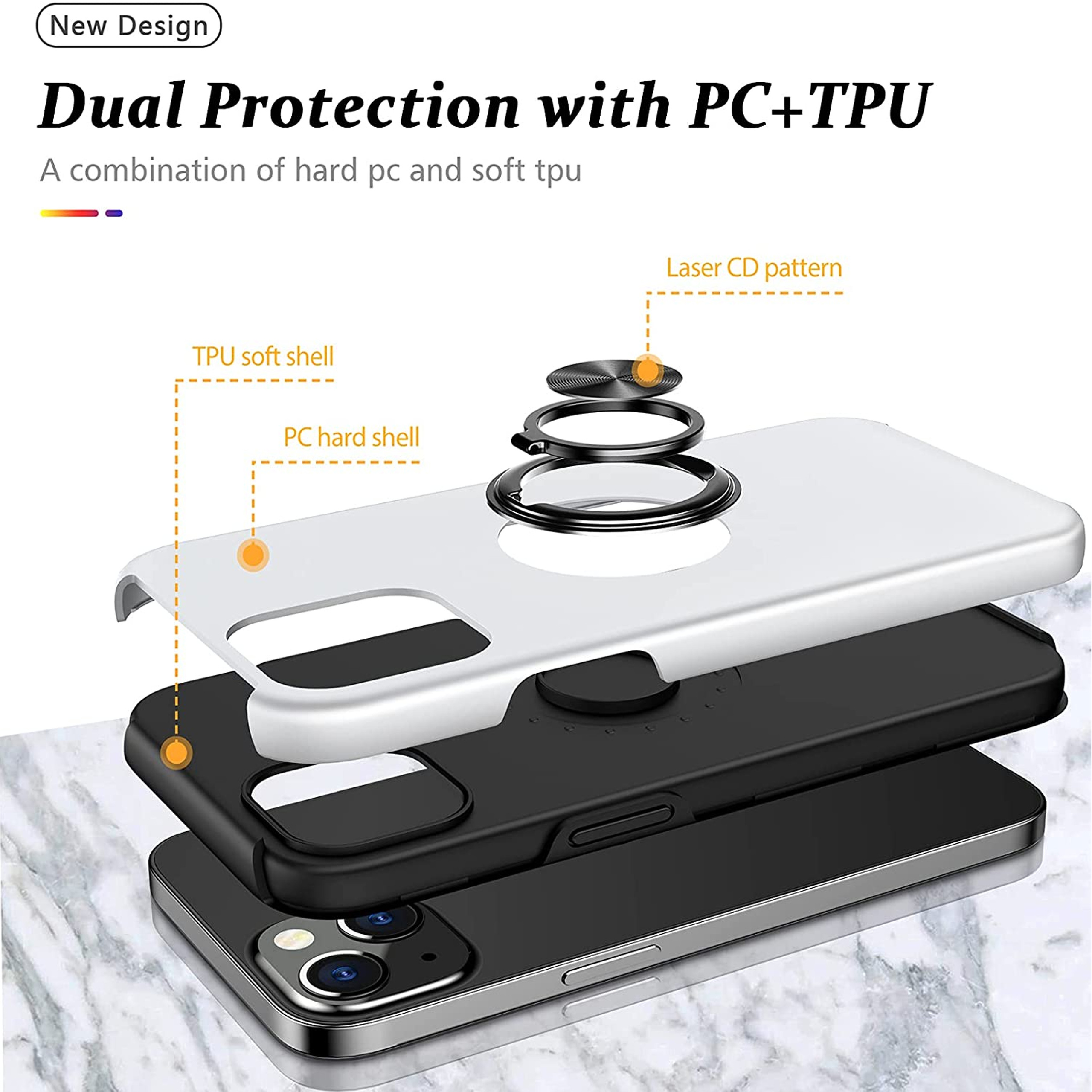 For Samsung Galaxy A14 5G Hybrid with Flat Metal Ring Stand Slim Fit Case Cover - Picture 54 of 57
