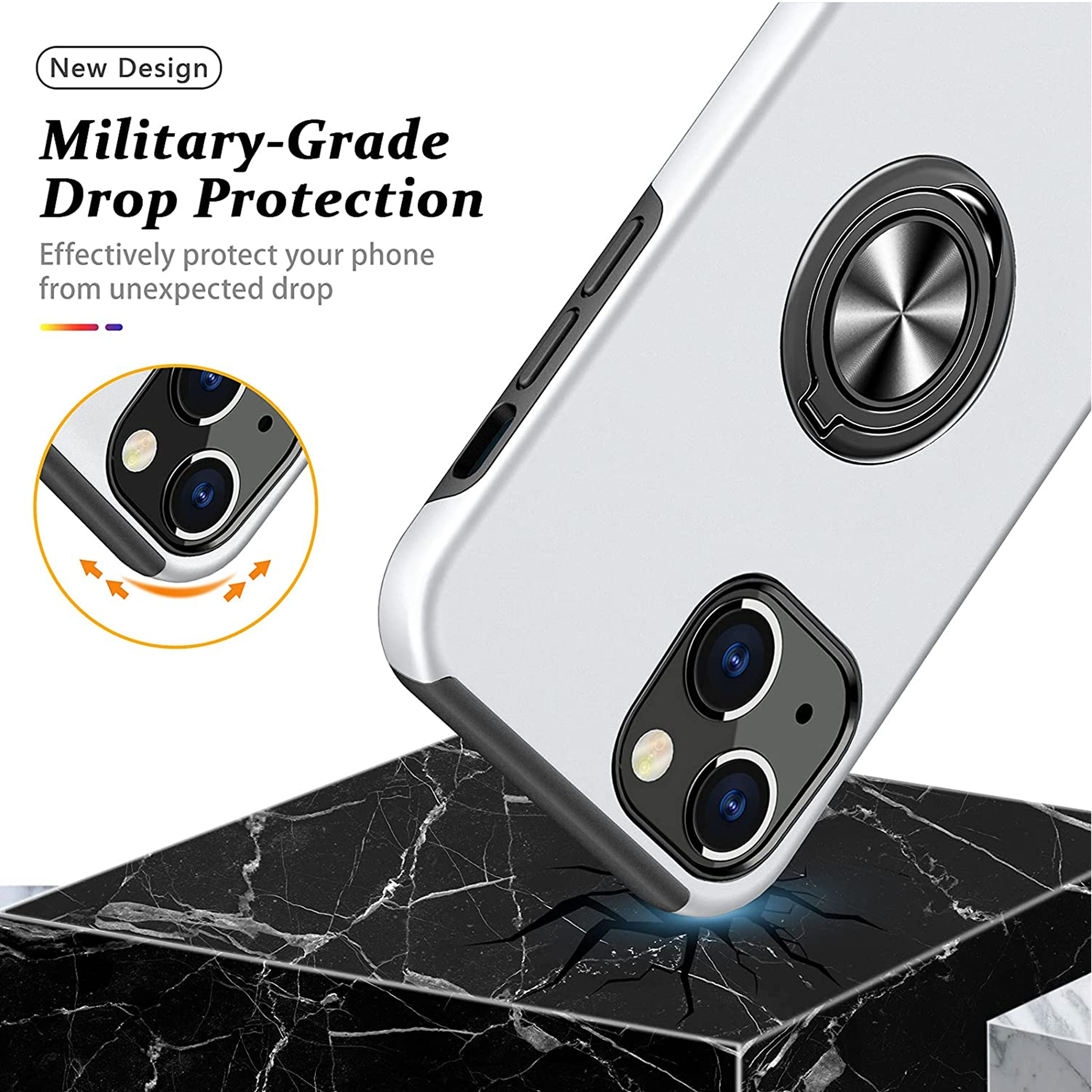 For Samsung Galaxy A14 5G Hybrid with Flat Metal Ring Stand Slim Fit Case Cover - Picture 55 of 57
