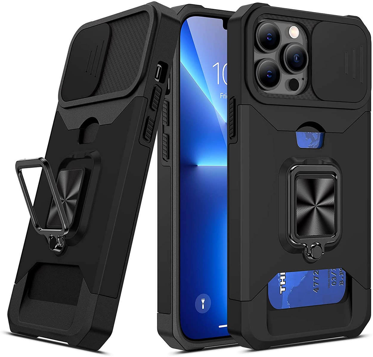 For Samsung Galaxy A15 5G Hybrid Wallet Camera Card Slot & Ring Stand Case Cover - Picture 10 of 45
