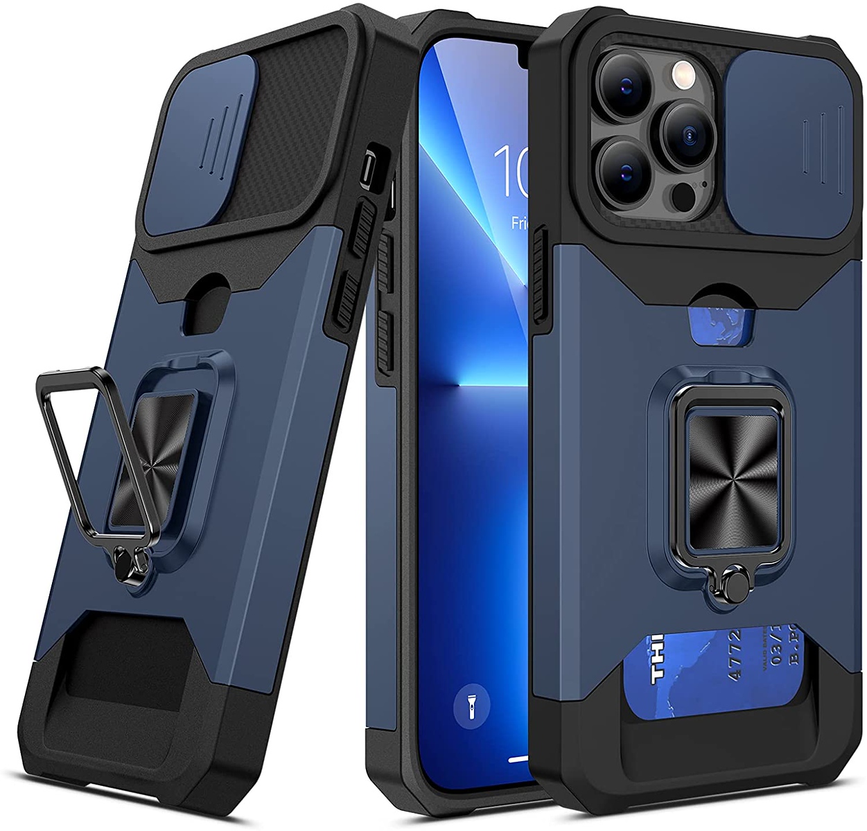 For Samsung Galaxy A15 5G Hybrid Wallet Camera Card Slot & Ring Stand Case Cover - Picture 19 of 45