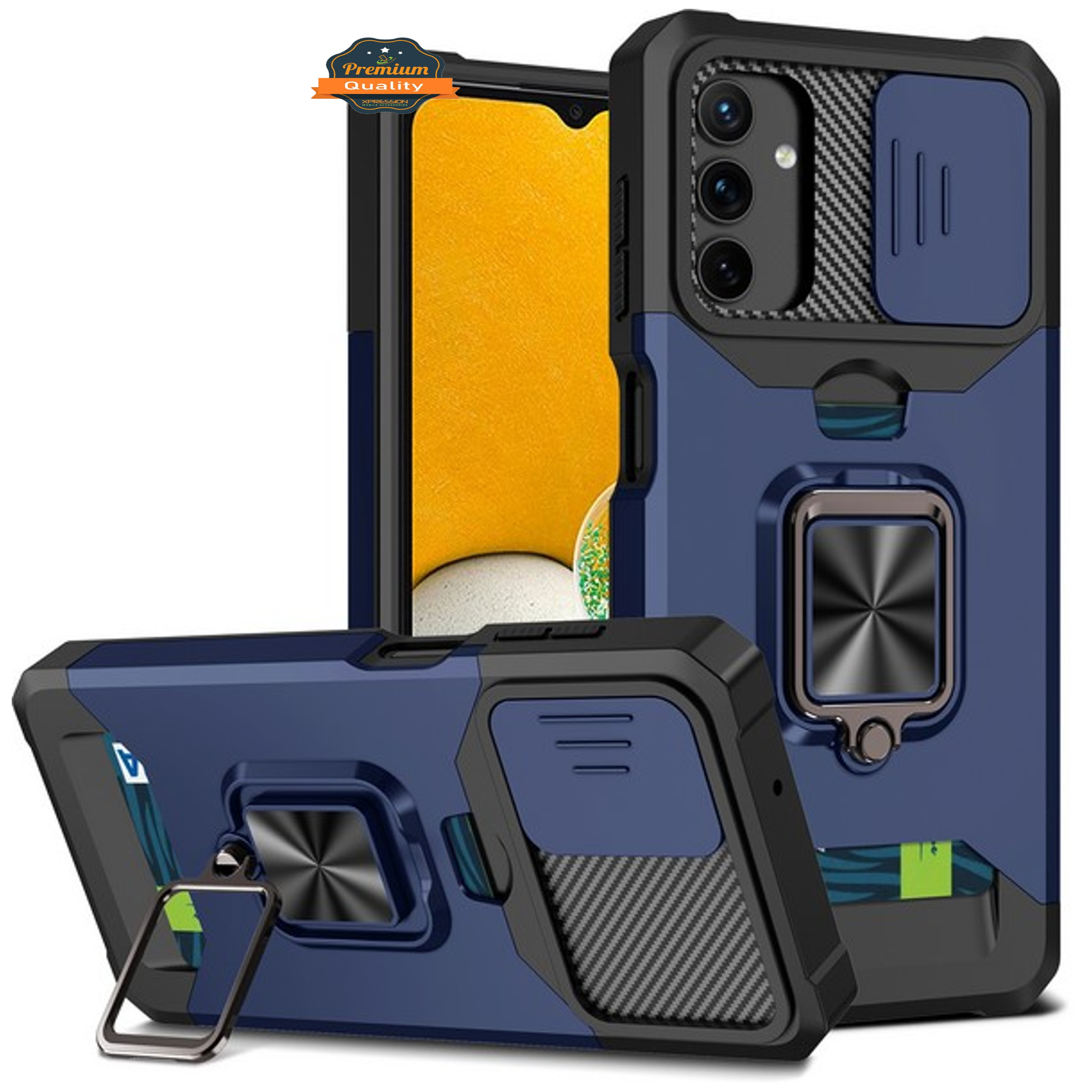 For Samsung Galaxy A15 5G Hybrid Wallet Camera Card Slot & Ring Stand Case Cover - Picture 18 of 45