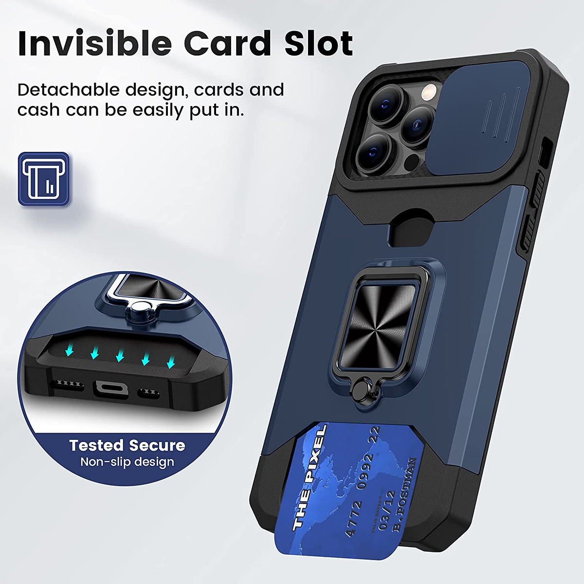 For Samsung Galaxy A15 5G Hybrid Wallet Camera Card Slot & Ring Stand Case Cover - Picture 20 of 45