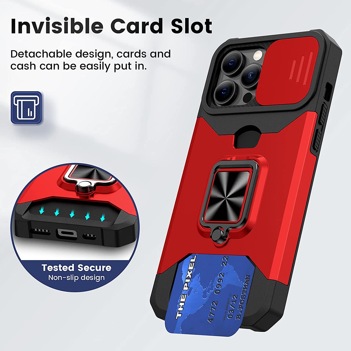 For Samsung Galaxy A15 5G Hybrid Wallet Camera Card Slot & Ring Stand Case Cover - Picture 29 of 45