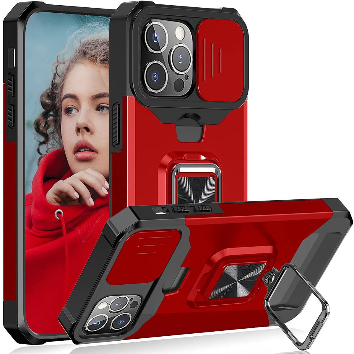 For Samsung Galaxy A15 5G Hybrid Wallet Camera Card Slot & Ring Stand Case Cover - Picture 35 of 45