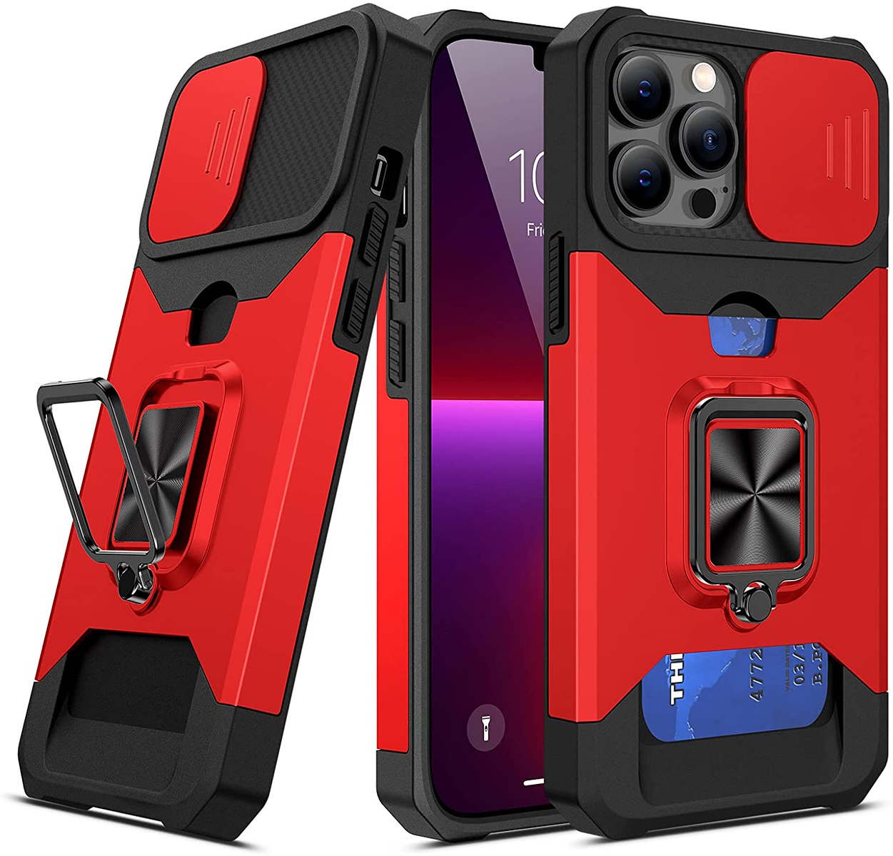 For Samsung Galaxy A15 5G Hybrid Wallet Camera Card Slot & Ring Stand Case Cover - Picture 28 of 45