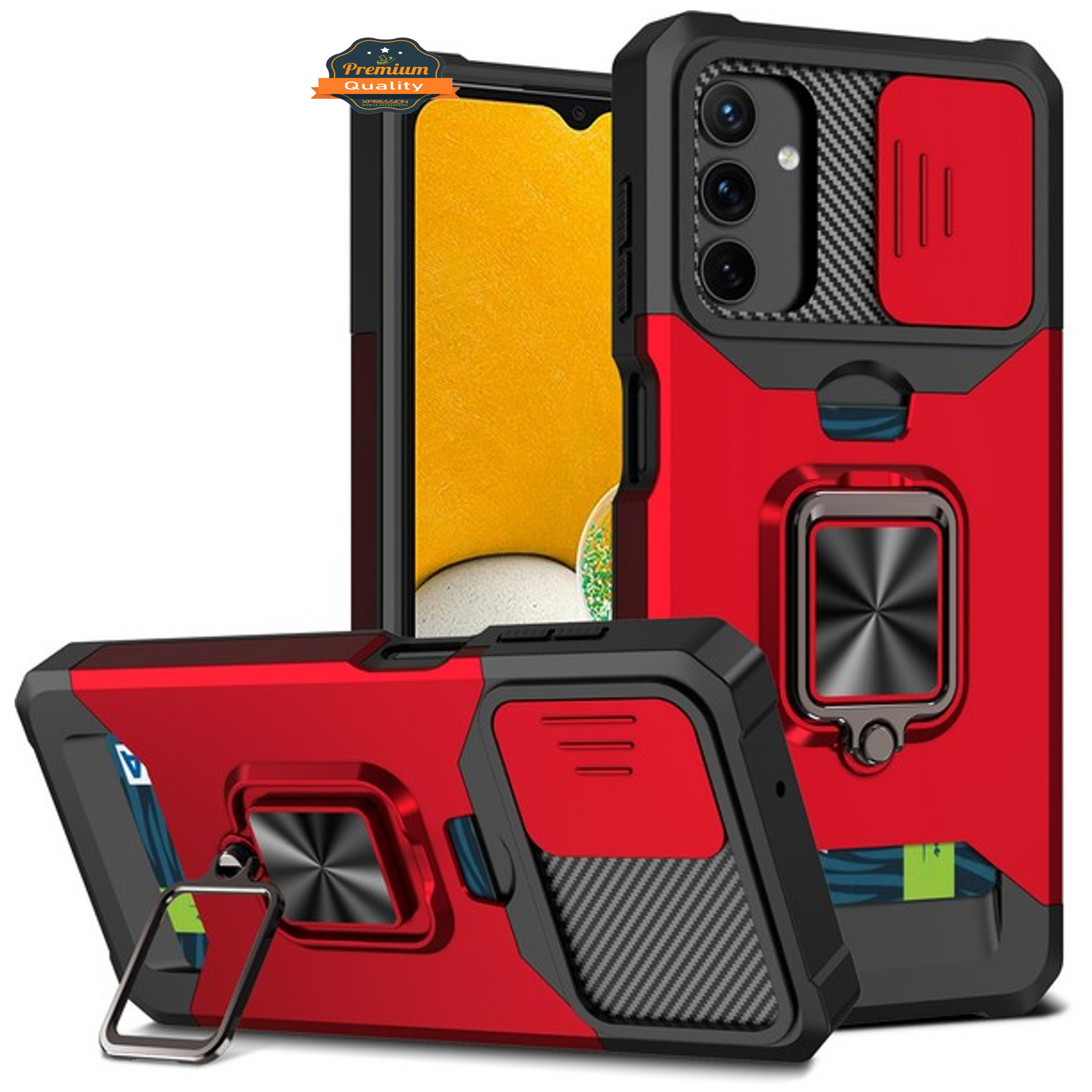 For Samsung Galaxy A15 5G Hybrid Wallet Camera Card Slot & Ring Stand Case Cover - Picture 27 of 45