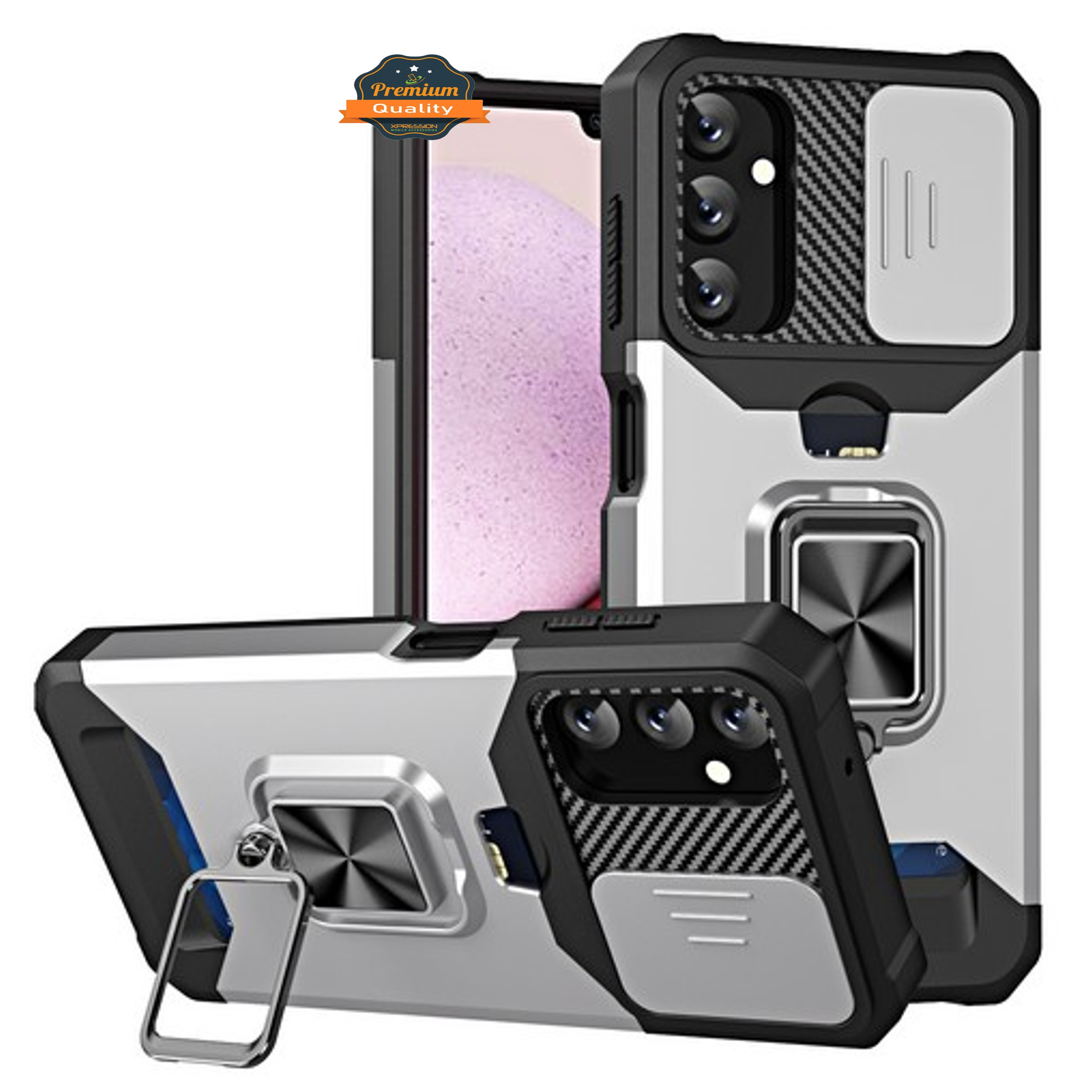 For Samsung Galaxy A15 5G Hybrid Wallet Camera Card Slot & Ring Stand Case Cover - Picture 36 of 45