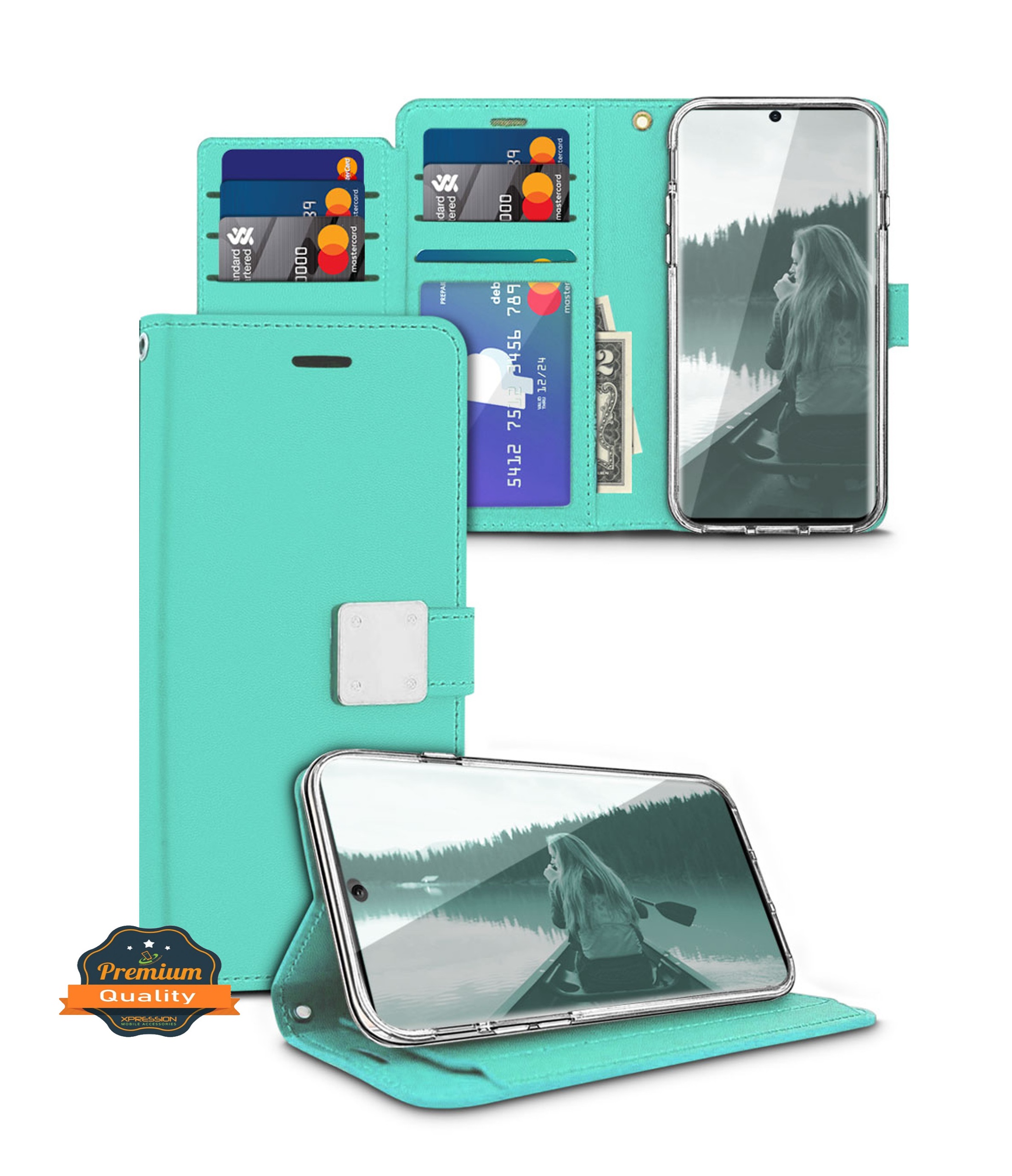 Para Samsung Galaxy A32 5G cuero billetera ranuras para tarjetas folio bolsa abatible funda protectora - Imagen 18 de 56