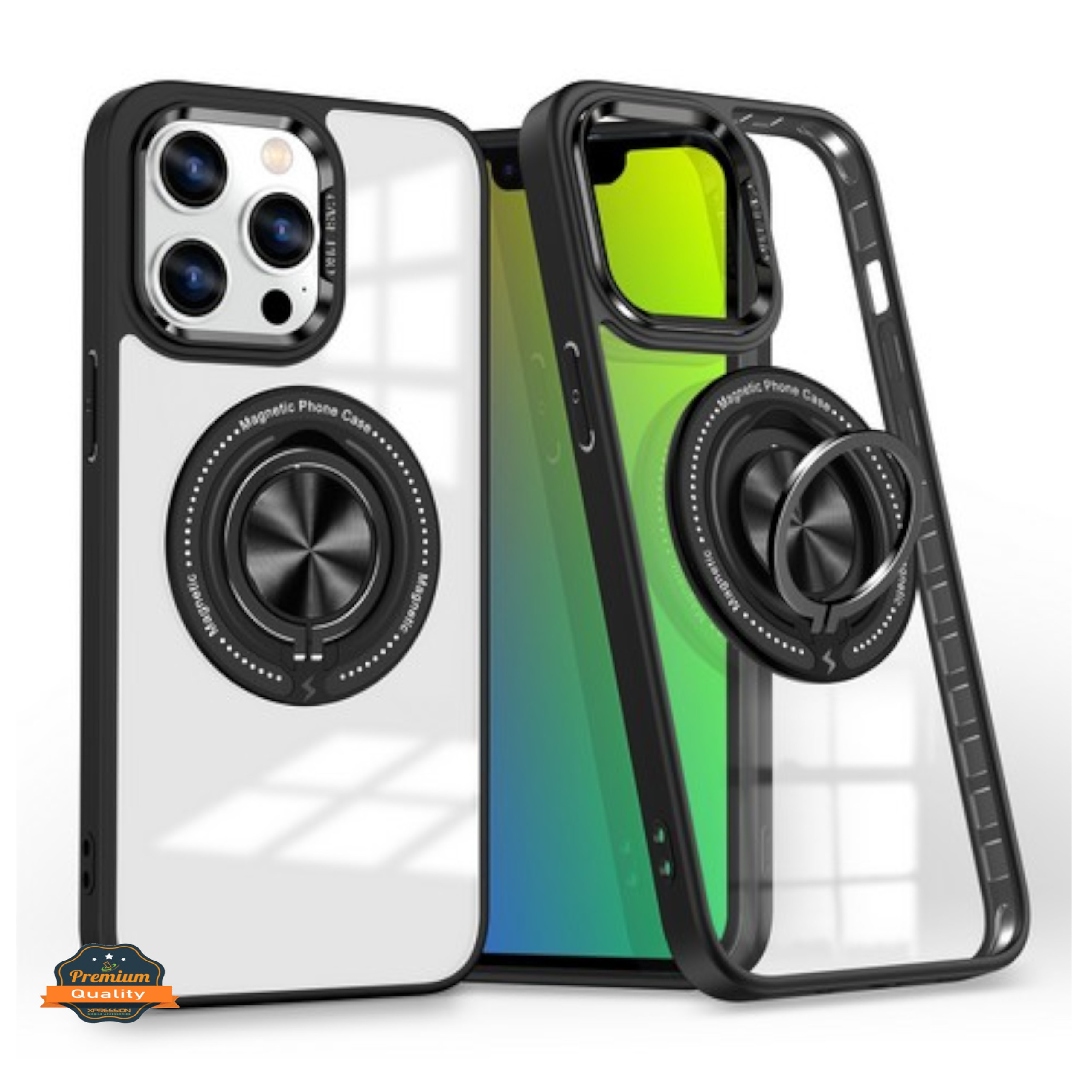 Custodia per Samsung Galaxy S24 FE trasparente ibrida TPU supporto anello magnetico 360° - Foto 14 di 61